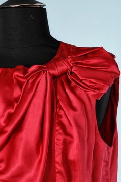 Raspberry red silk sleeveless top with bow MOSCHINO Cheap & Chic