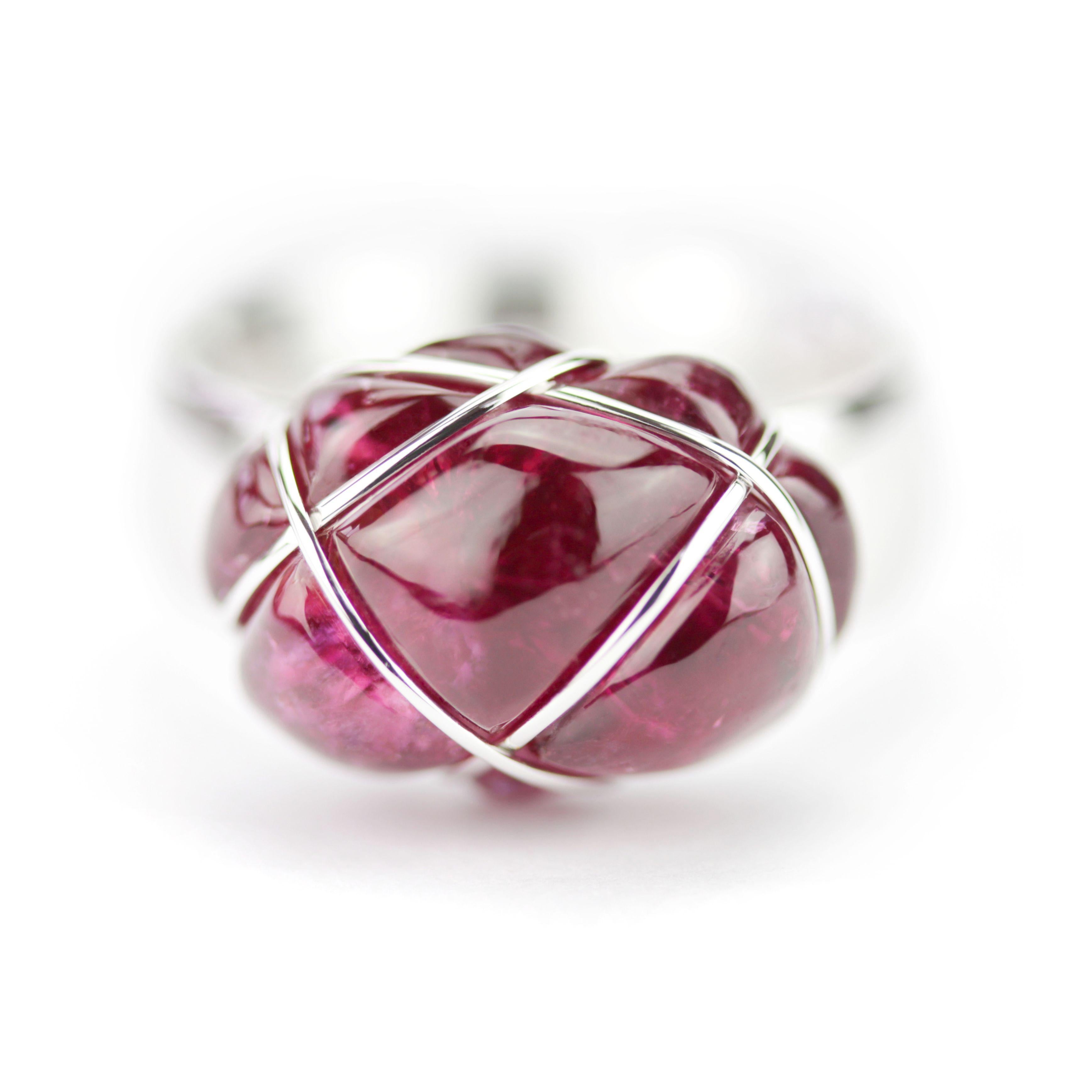 Raspberry Rubellite Ring 'Bound' For Sale 2