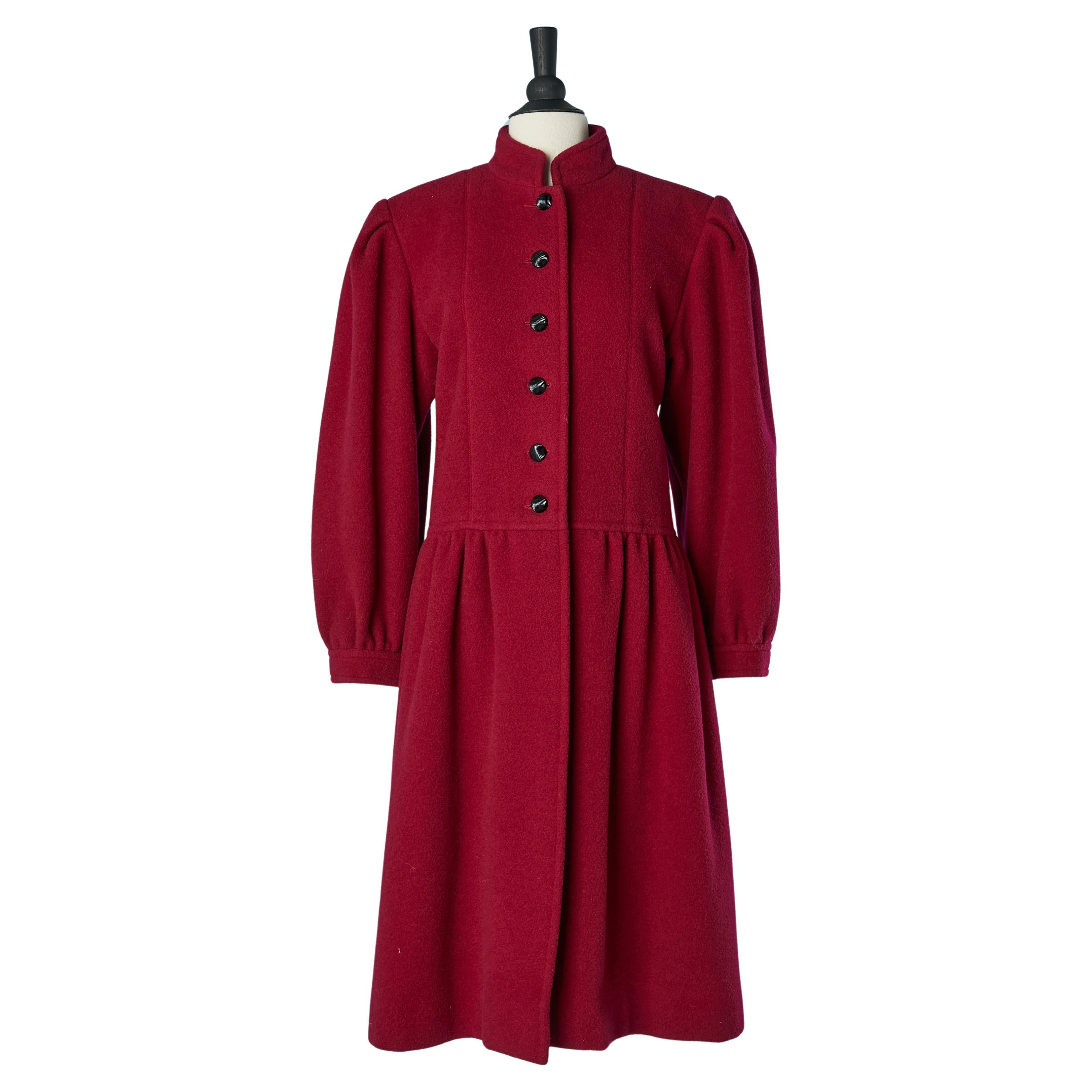 Raspberry single breasted wool coat SAINT LAURENT Rive Gauche 1977