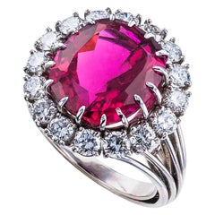 Raspberry Tourmaline Diamond White Gold Cocktail Ring