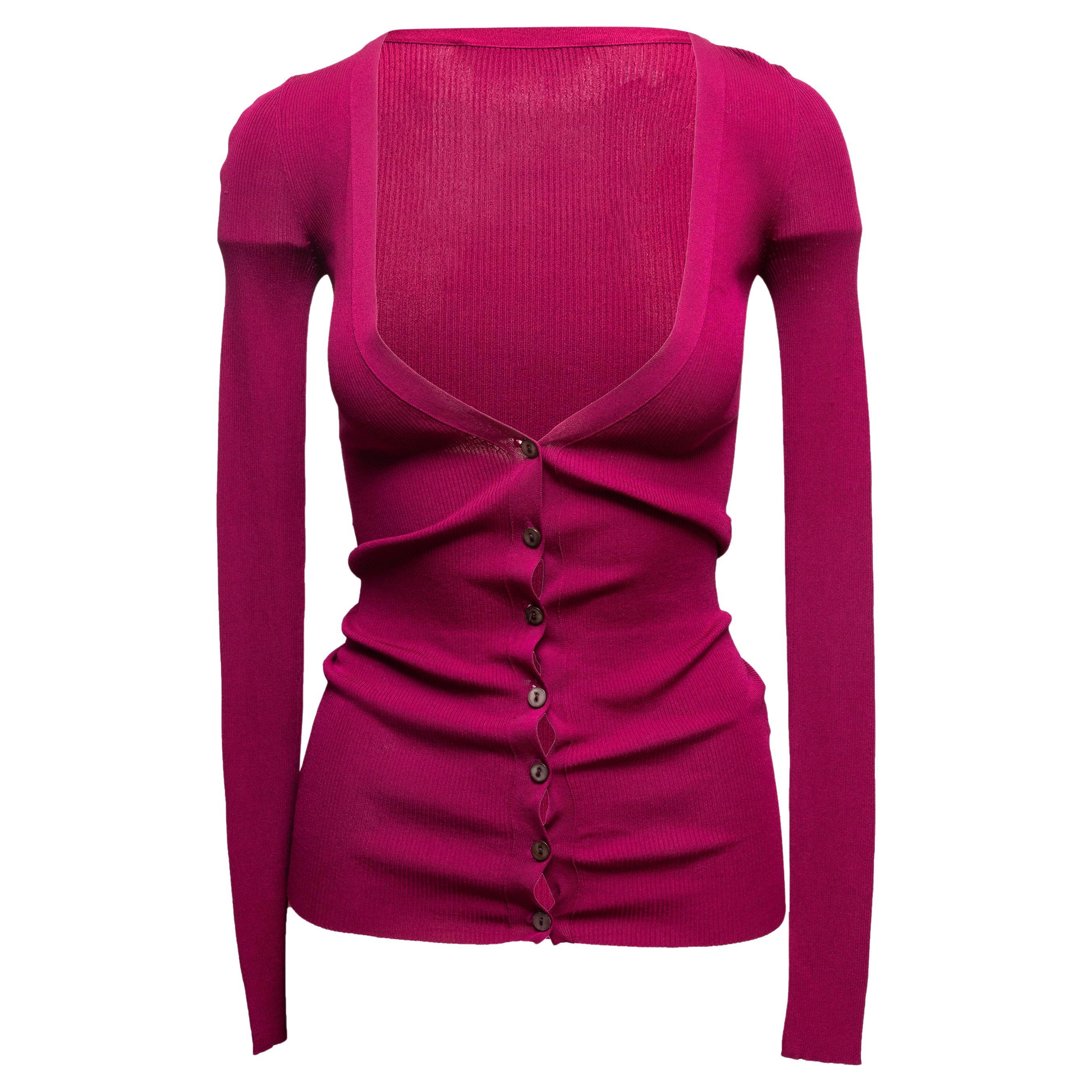 Raspberry Valentino Silk Cardigan Size IT 40