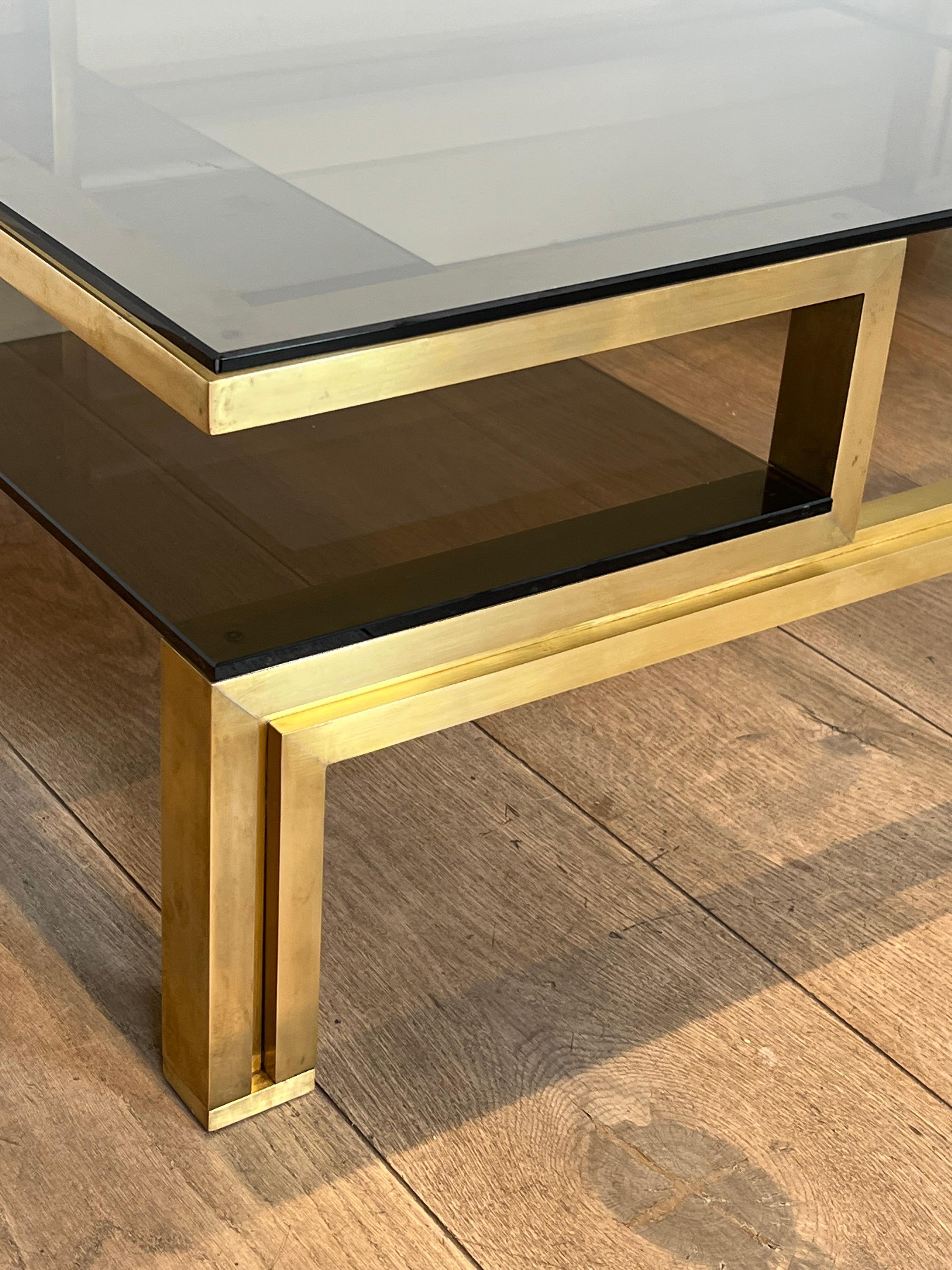 rass Coffee Table with Smoked Glass Shelves by Guy Lefèvre for Maison Jansen en vente 9
