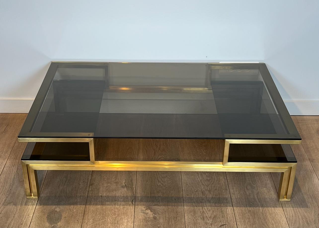 rass Coffee Table with Smoked Glass Shelves by Guy Lefèvre for Maison Jansen en vente 12