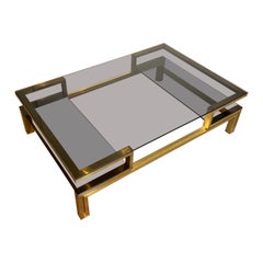 rass Coffee Table with Smoked Glass Shelves by Guy Lefèvre for Maison Jansen