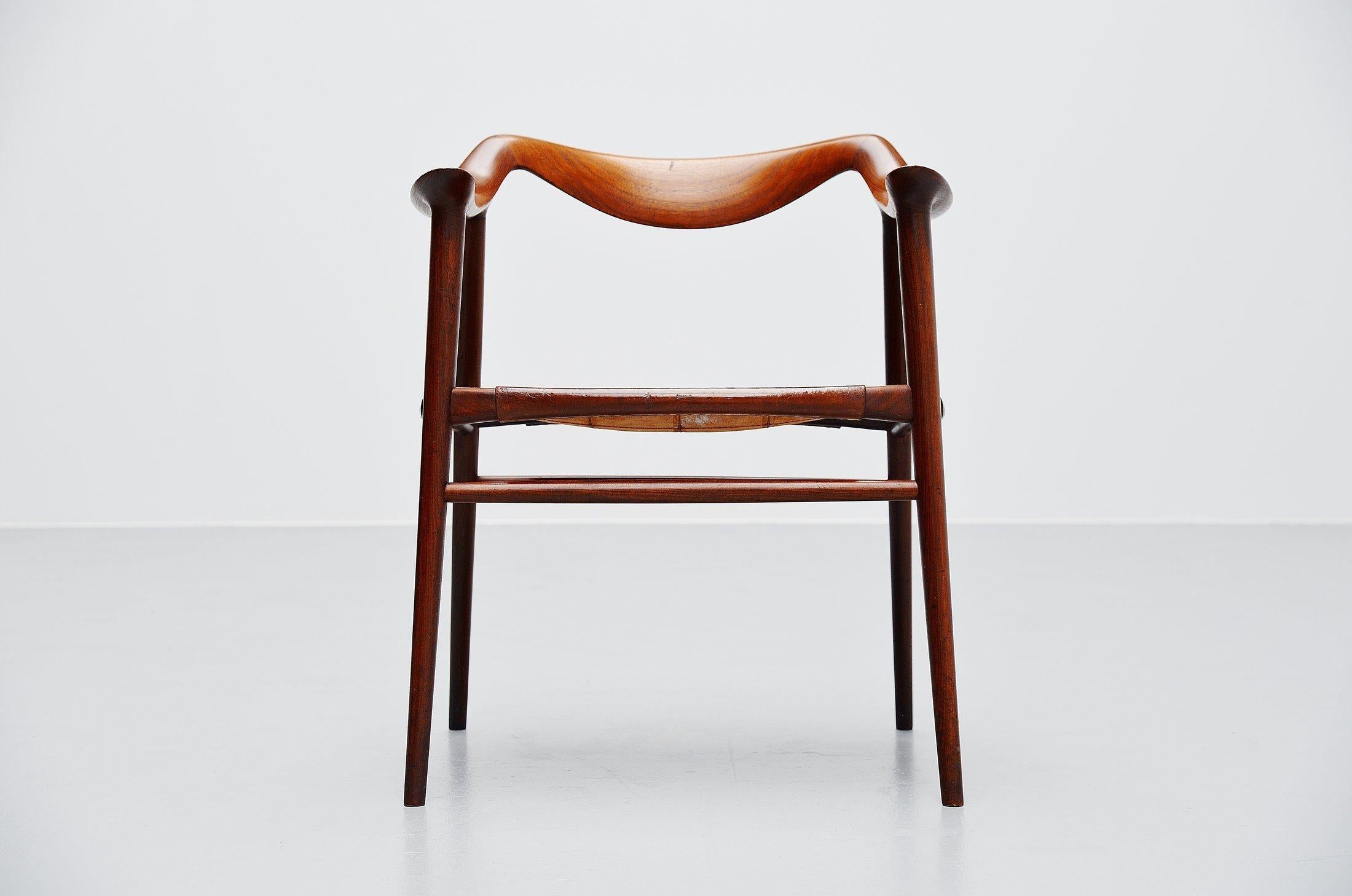 Leather Rastad and Relling Bambi Armchair Gustav Bahus Norway, 1950