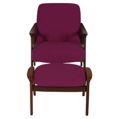 Rastad & Relling Lounge and Ottoman with Bright Purple Wool Upholstery