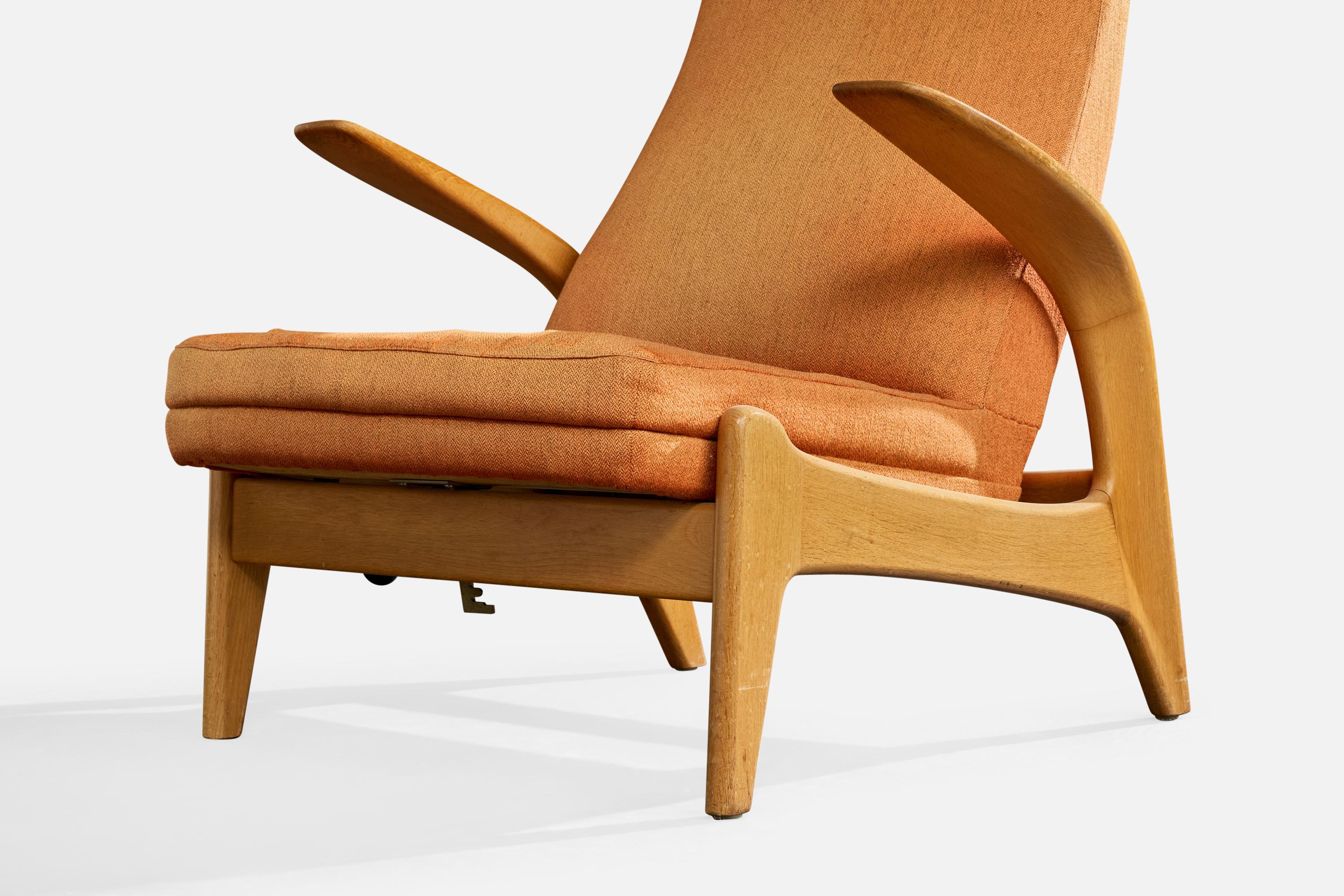 Rastad & Relling, Loungesessel mit Ottomane, Eiche, Stoff, Schweden, 1960er im Angebot 7