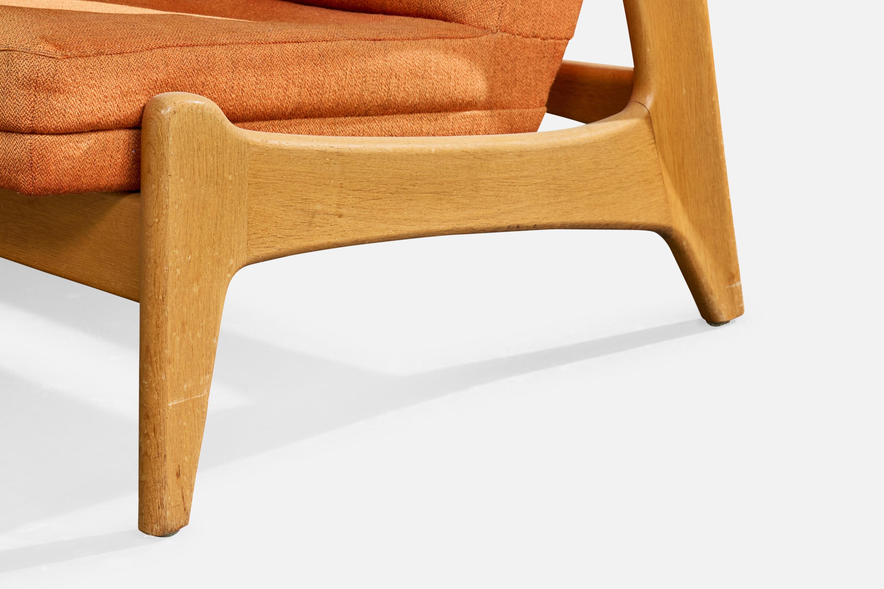 Rastad & Relling, Loungesessel mit Ottomane, Eiche, Stoff, Schweden, 1960er im Angebot 8