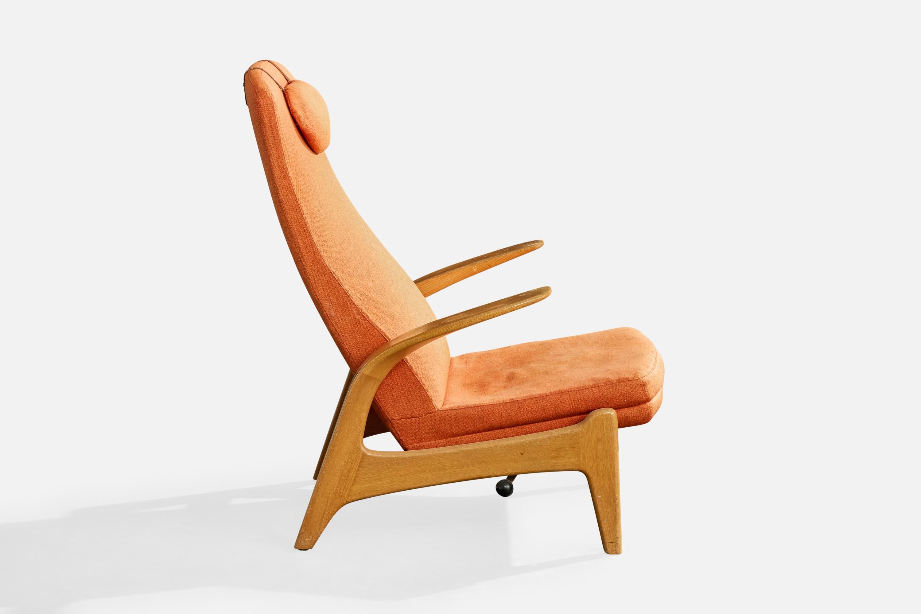 Rastad & Relling, Loungesessel mit Ottomane, Eiche, Stoff, Schweden, 1960er im Angebot 1