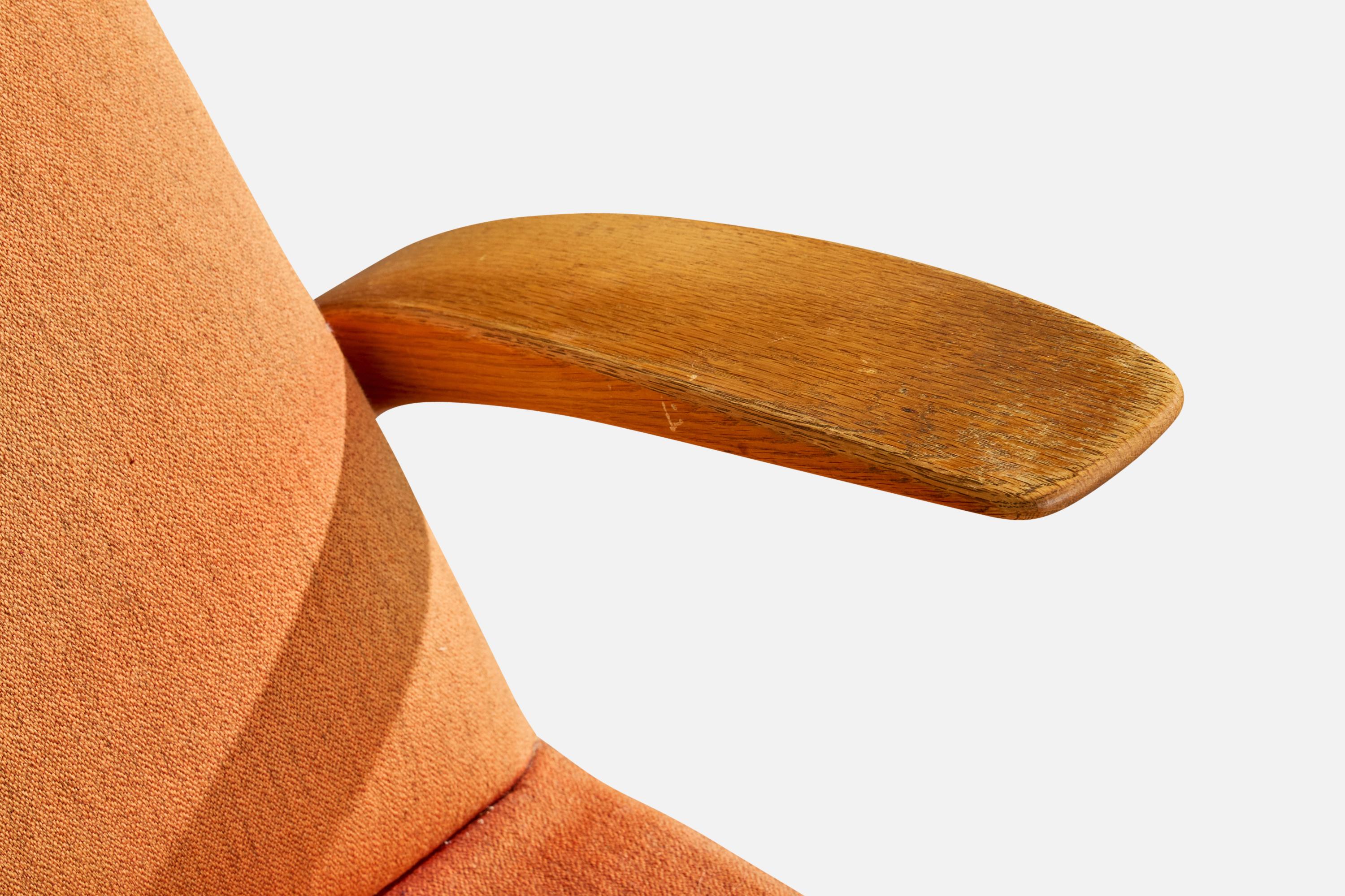 Rastad & Relling, Loungesessel mit Ottomane, Eiche, Stoff, Schweden, 1960er im Angebot 2