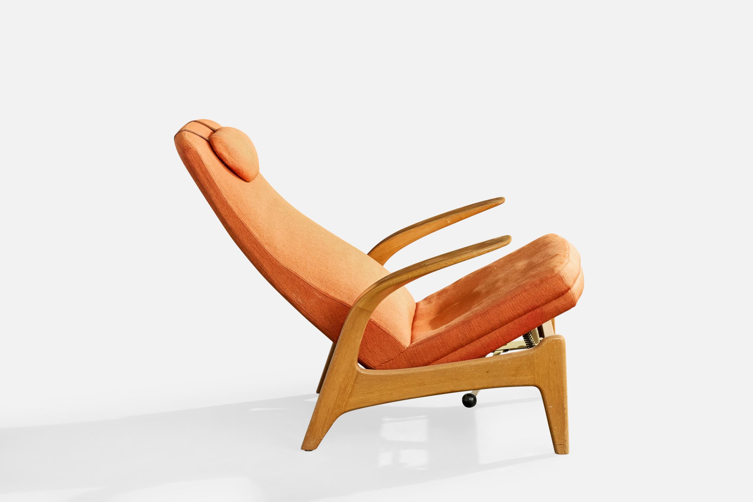 Rastad & Relling, Loungesessel mit Ottomane, Eiche, Stoff, Schweden, 1960er im Angebot 3