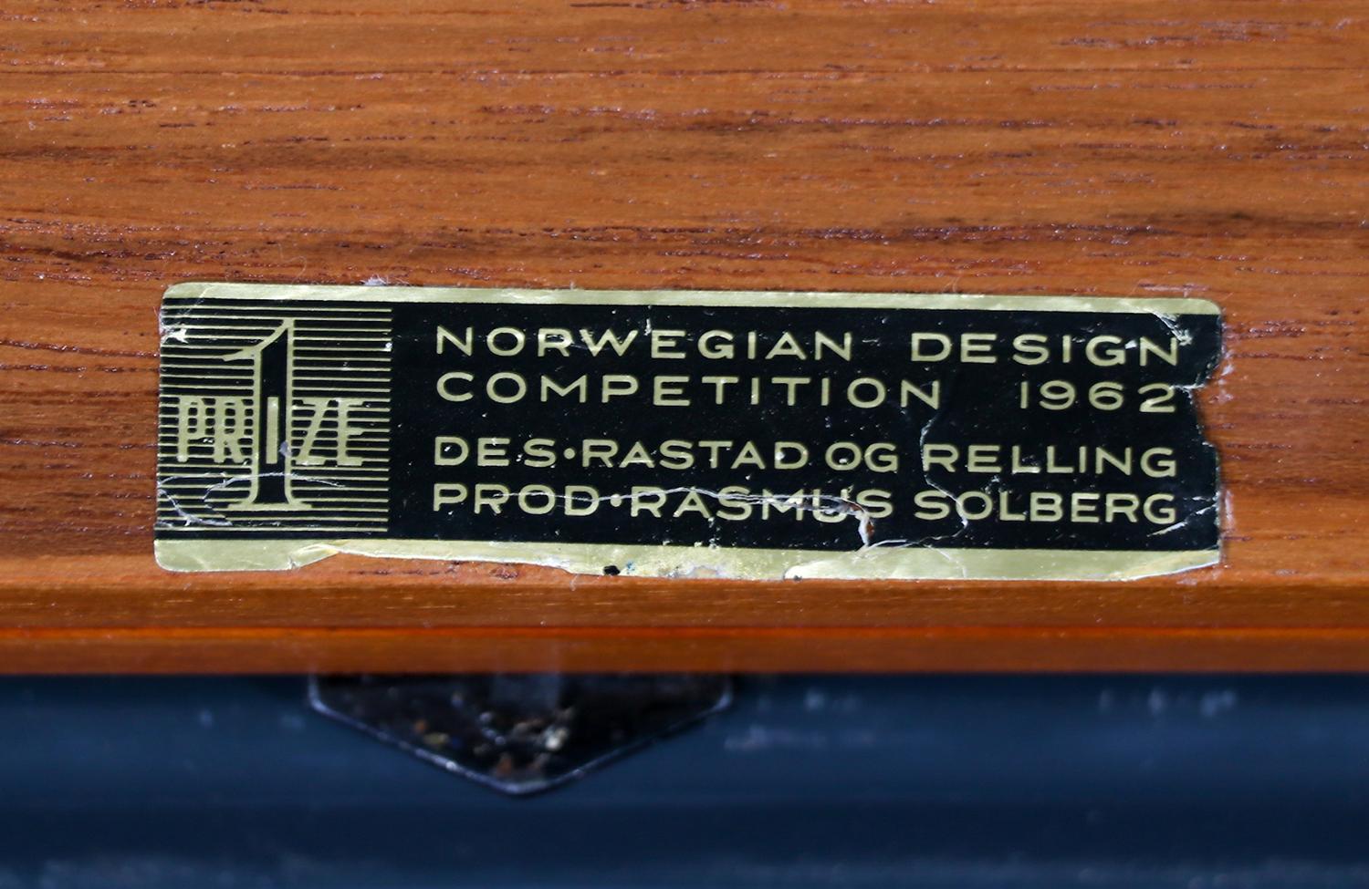 Mid-20th Century Rastad & Relling Teak & Leather Side or Sewing Table for Rasmus Solberg For Sale