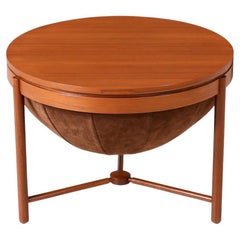 Used Rastad & Relling Teak & Leather Side or Sewing Table for Rasmus Solberg