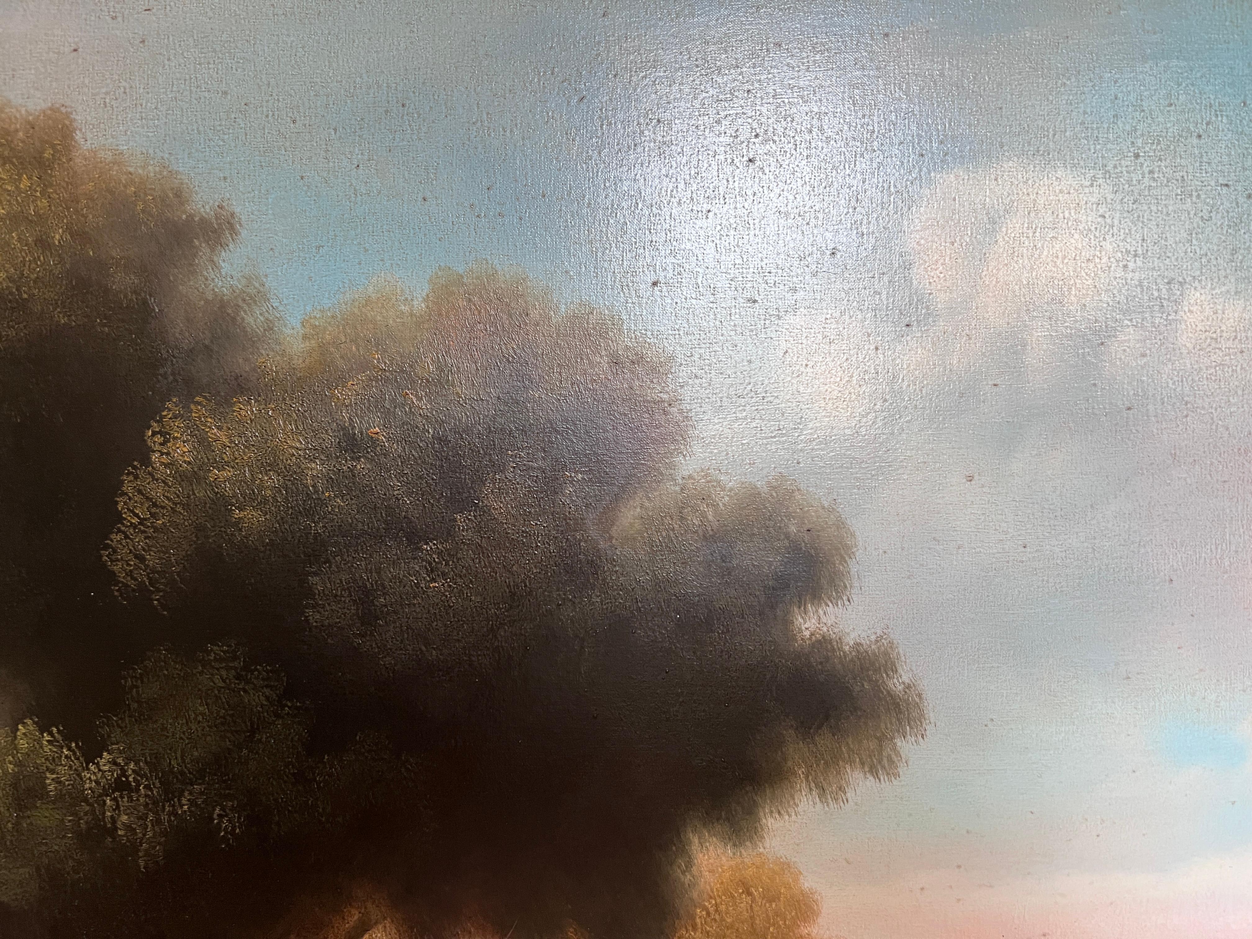 Antique Italian Landscape Oil Painting Signed Rastelli, Vintage Framed Art For Sale 9