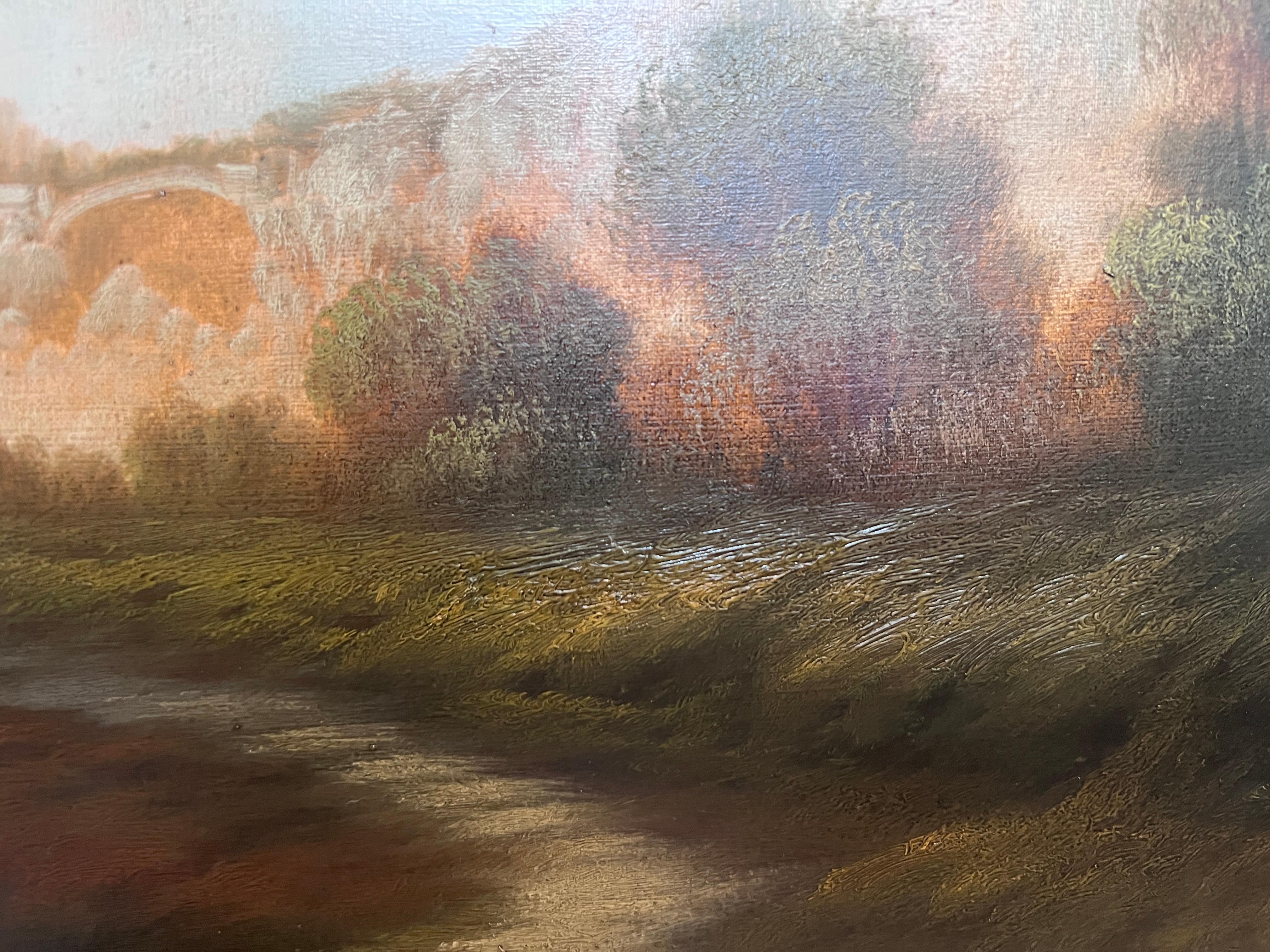 Antique Italian Landscape Oil Painting Signed Rastelli, Vintage Framed Art For Sale 12