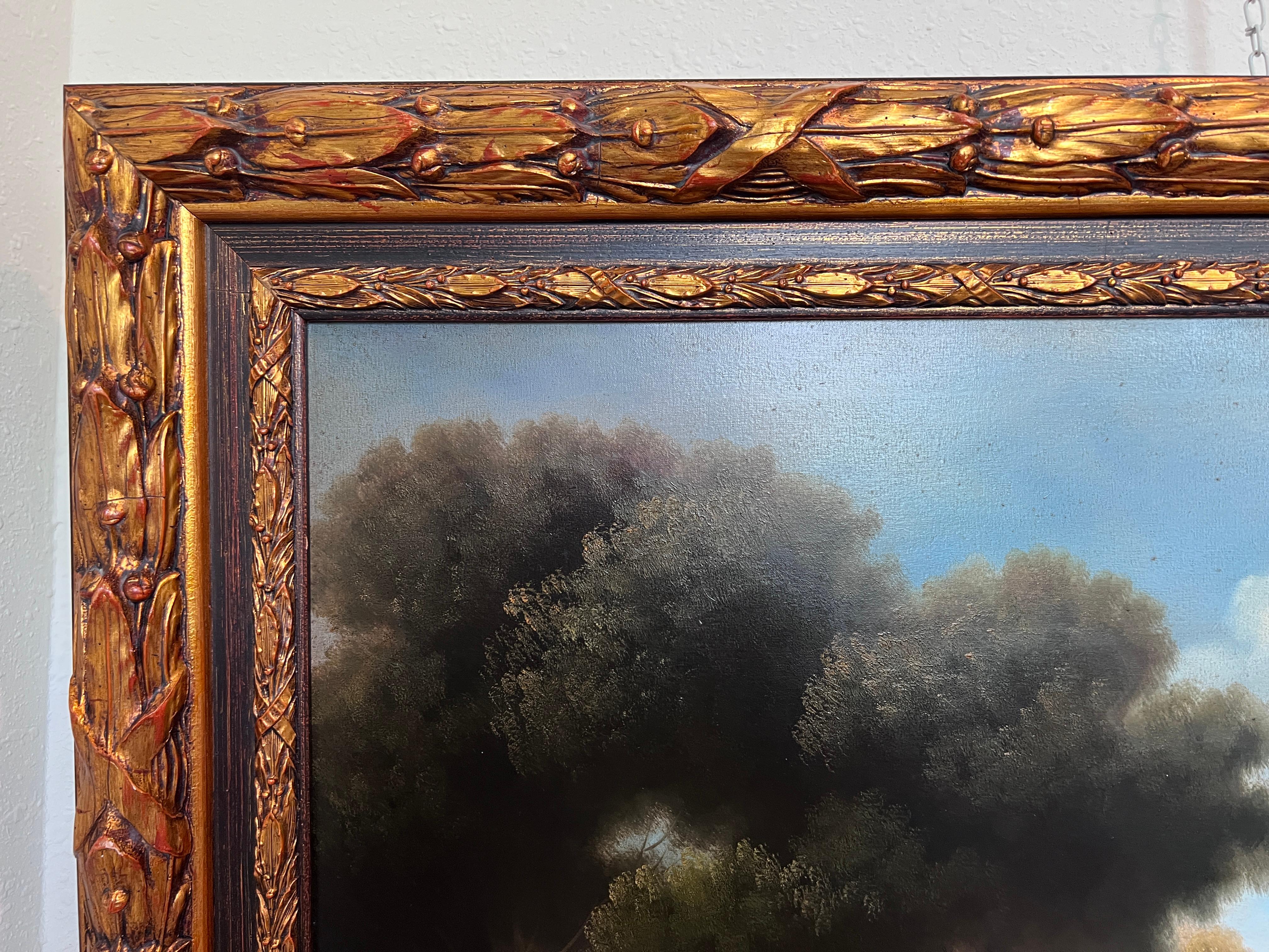 Antique Italian Landscape Oil Painting Signed Rastelli, Vintage Framed Art For Sale 5