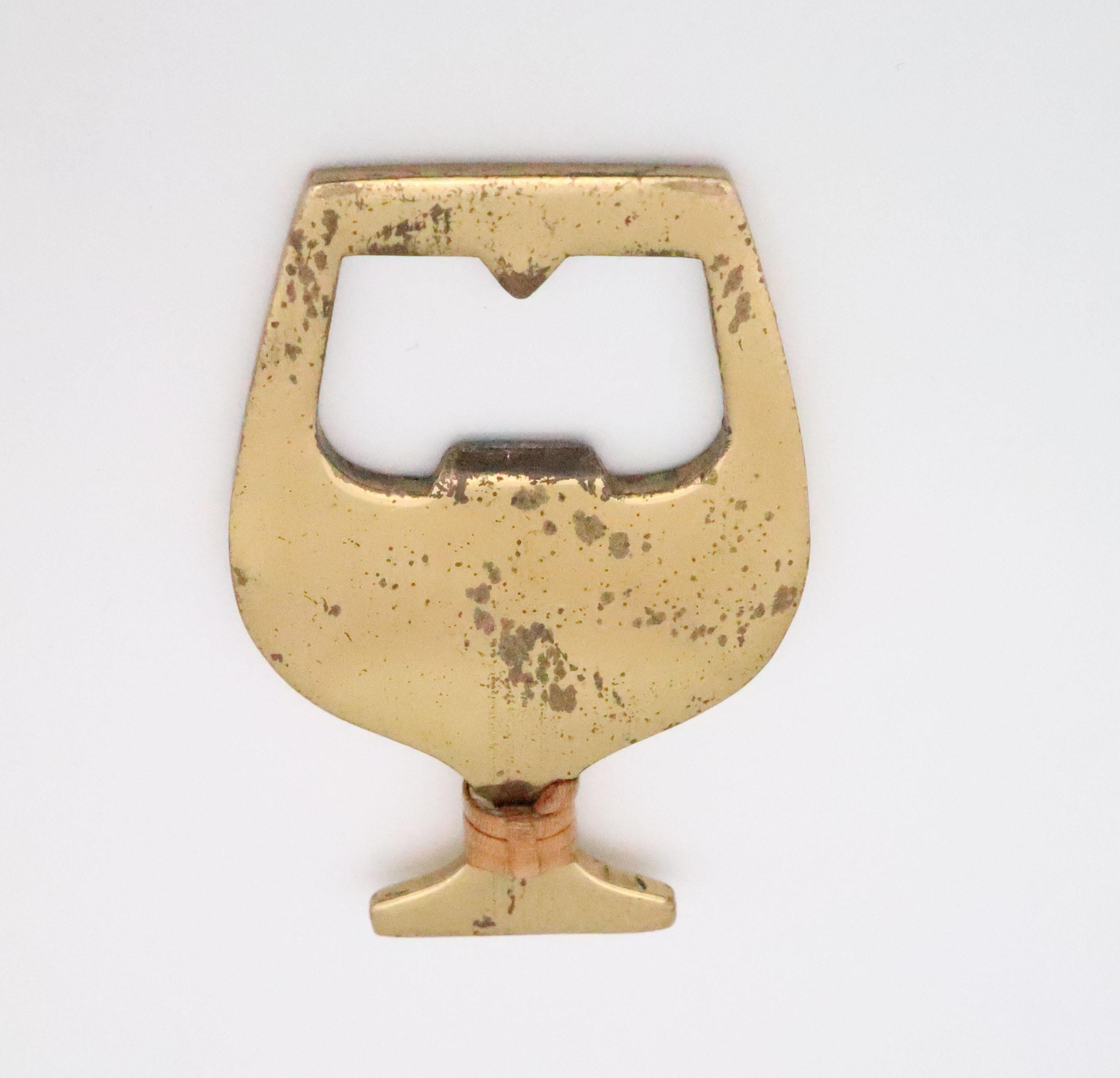 20th Century Rare 60‘s brass CAP Lifter in the Shape of a Wineglass For Sale