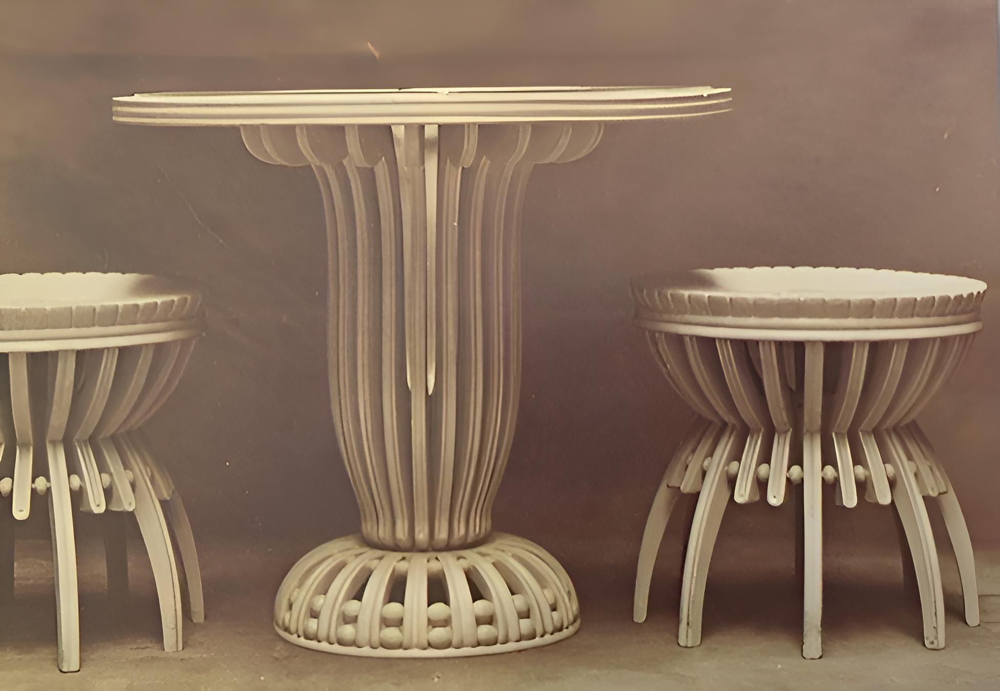 Rateau Oak and Marble Pedestal Table For Sale 4