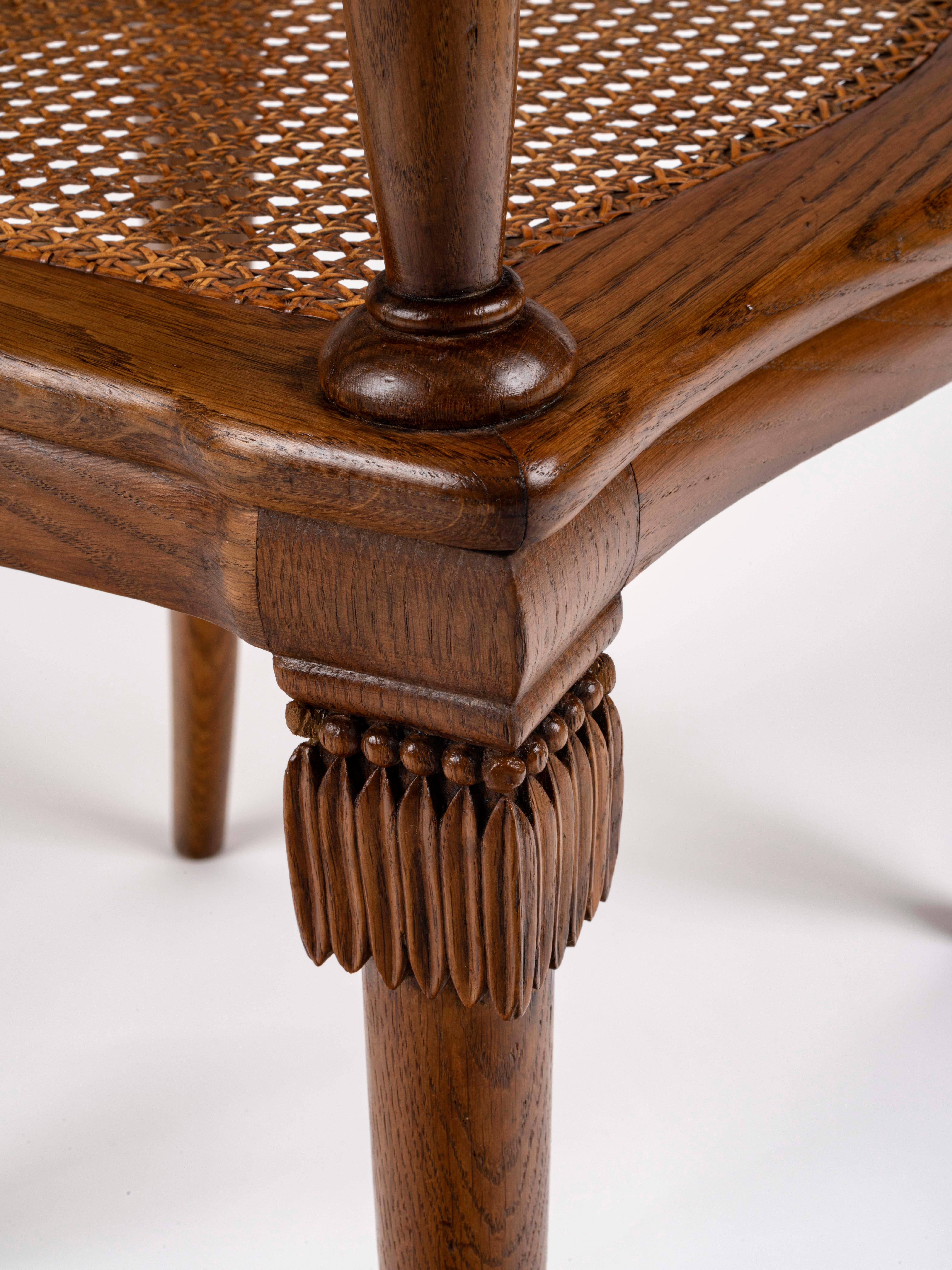 Early 20th Century Rateau Pair of Oak Armchairs For Sale
