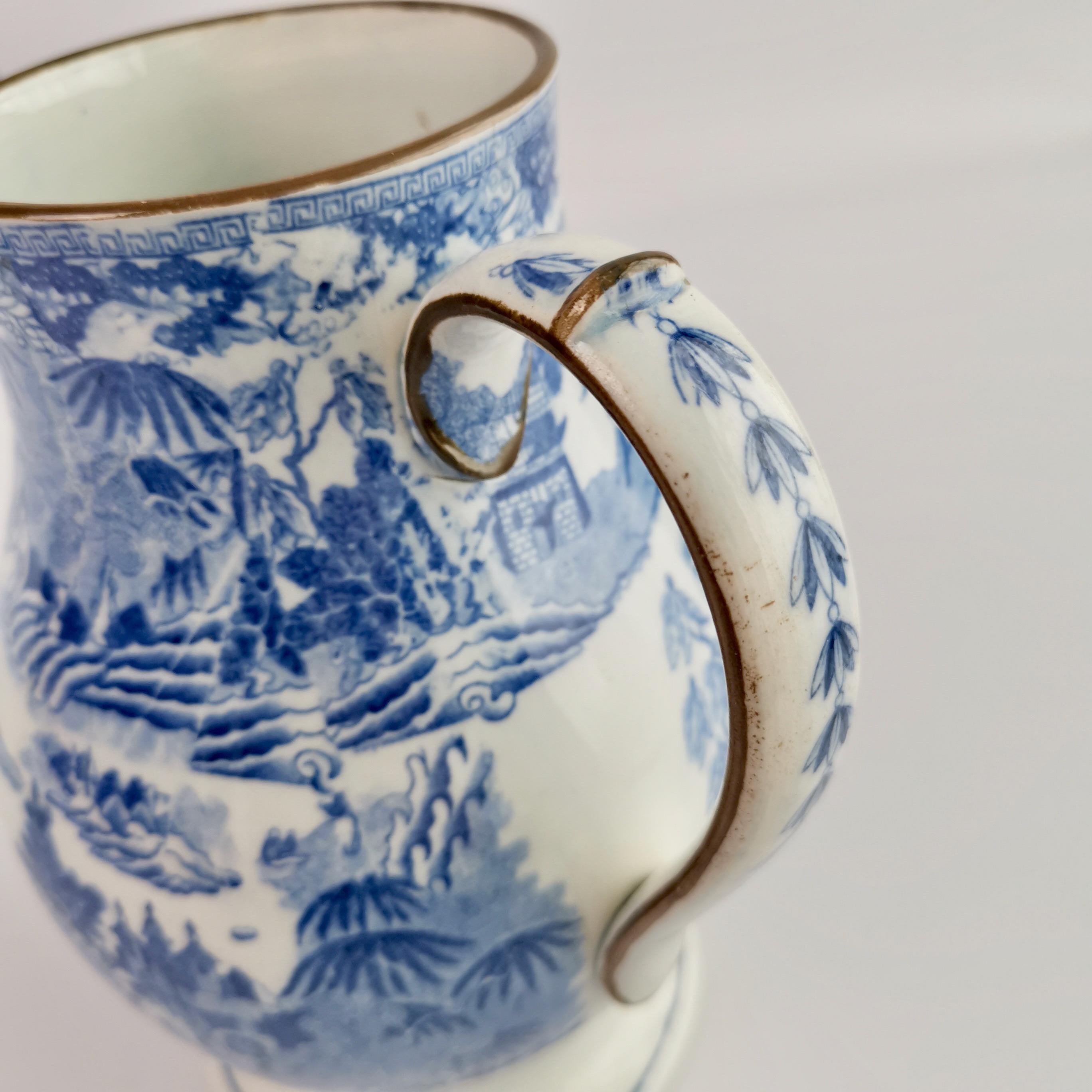 Rathbone Pearlware Coffee Pot, Pagoda Pattern Blue and White, ca 1815 4