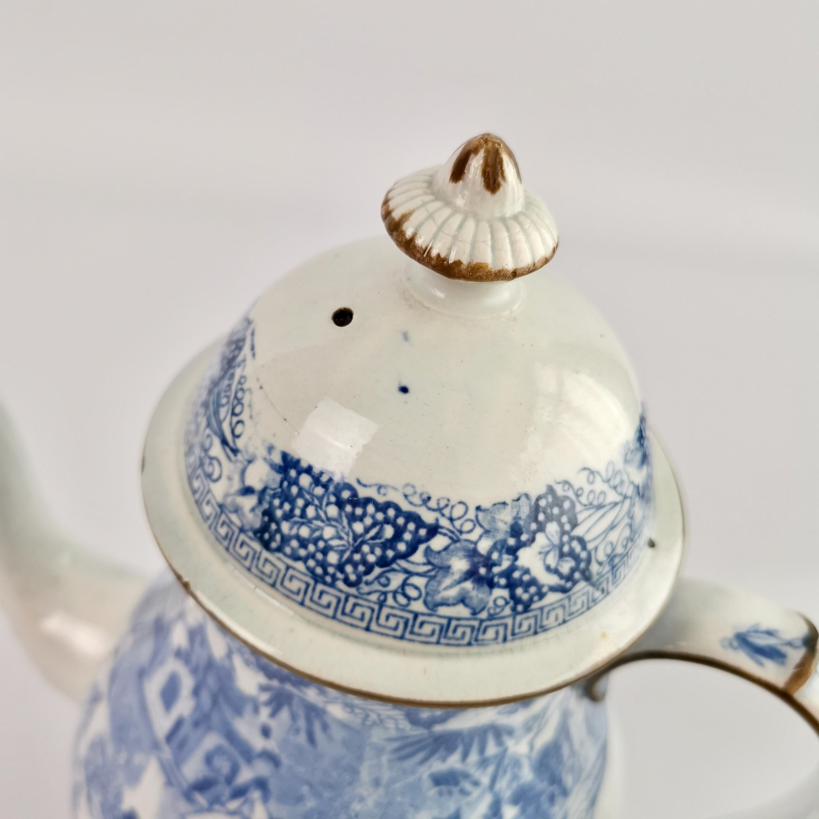 Rathbone Pearlware Coffee Pot, Pagoda Pattern Blue and White, ca 1815 5