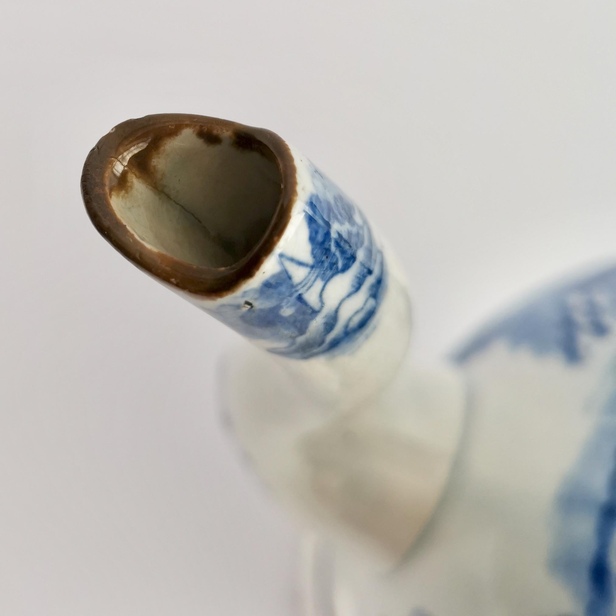 Rathbone Pearlware Coffee Pot, Pagoda Pattern Blue and White, ca 1815 8