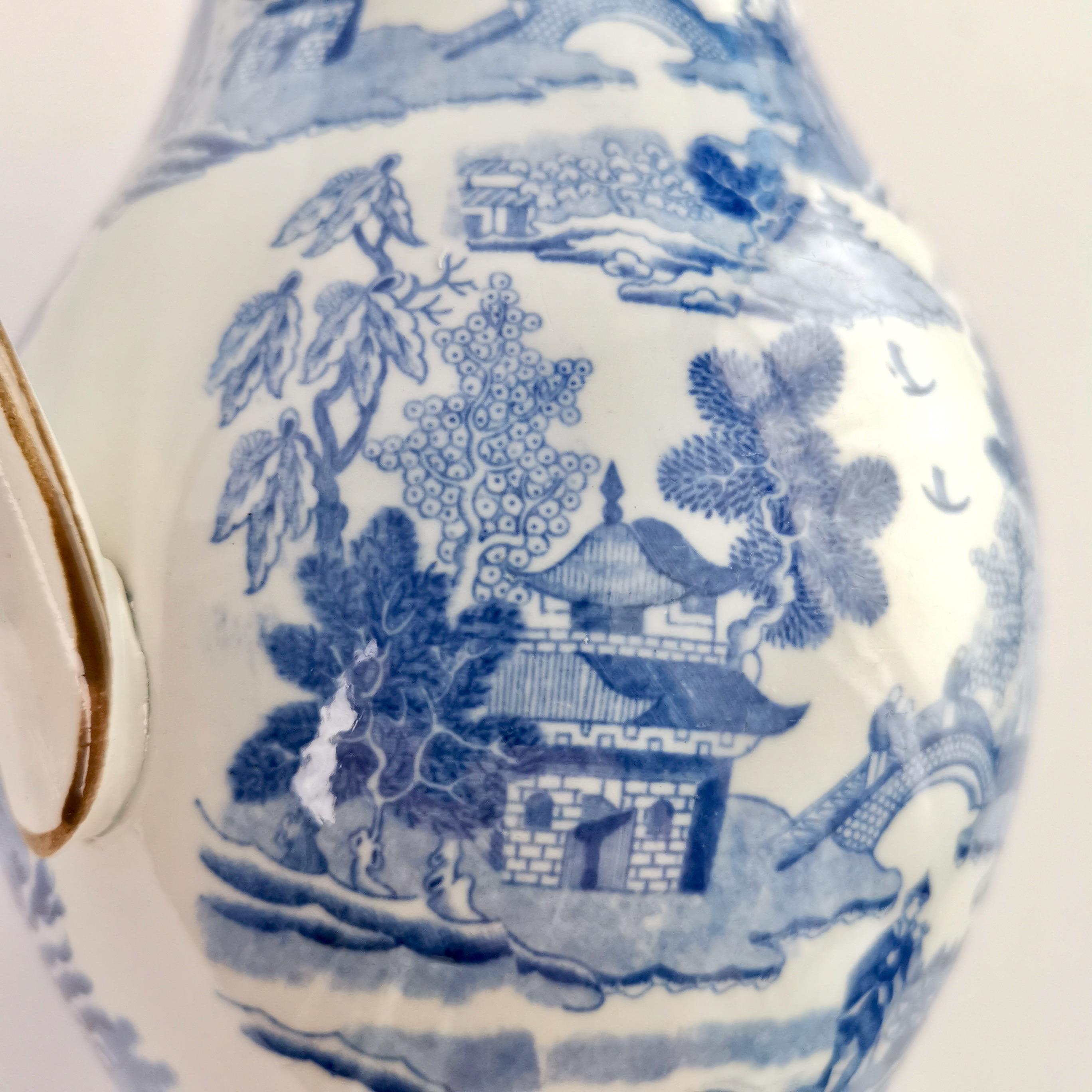 Rathbone Pearlware Coffee Pot, Pagoda Pattern Blue and White, ca 1815 2