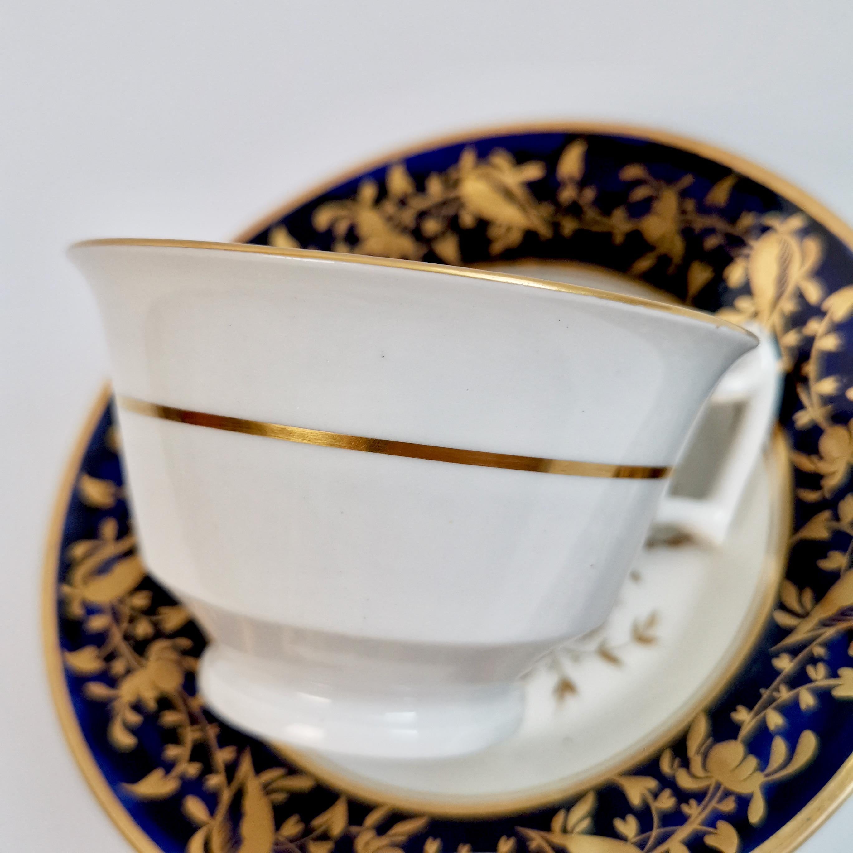 Rathbone Porcelain Teacup, Cobalt Blue, Gilt and Flowers, Regency ca 1815 7