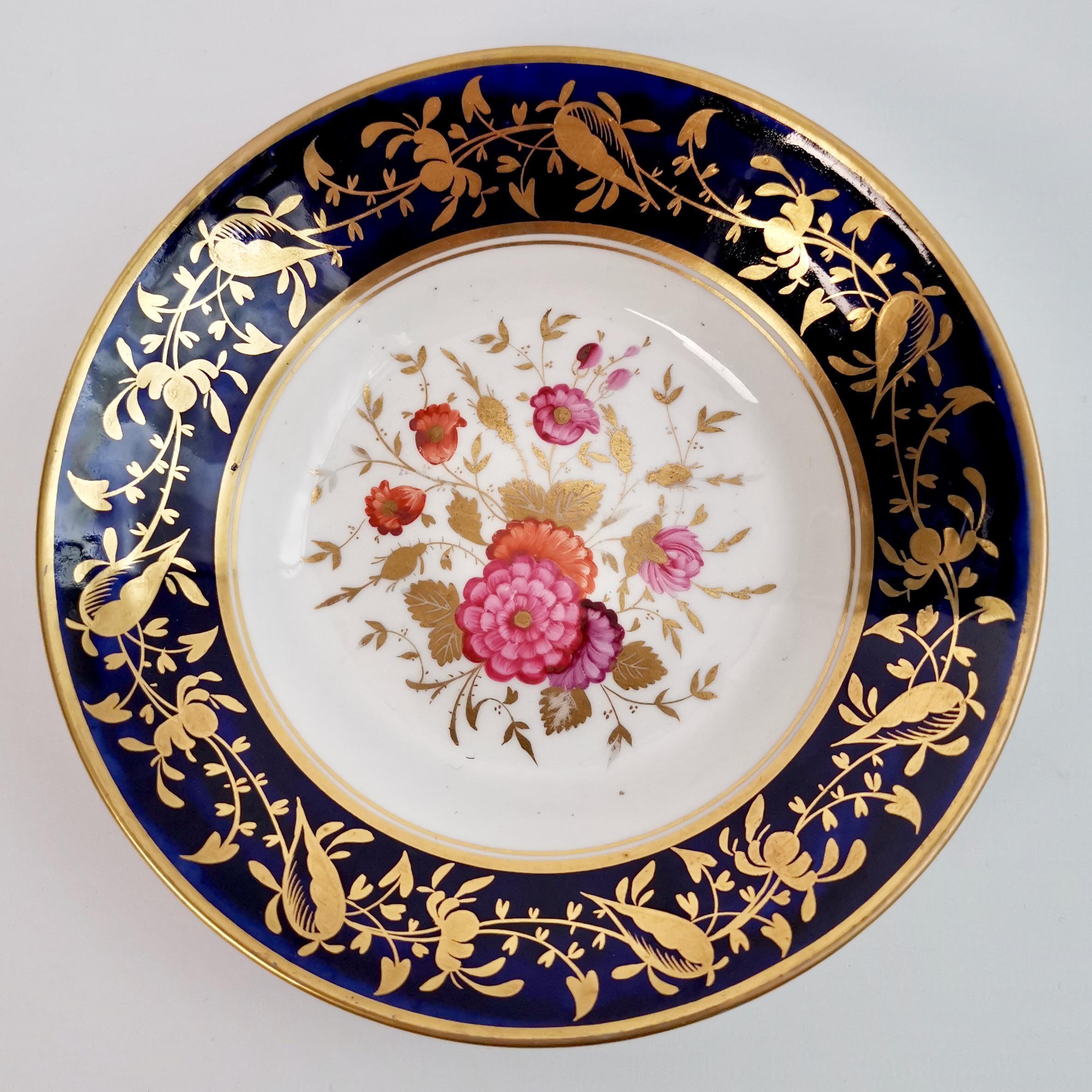 Rathbone Porcelain Teacup, Cobalt Blue, Gilt and Flowers, Regency ca 1815 In Good Condition In London, GB