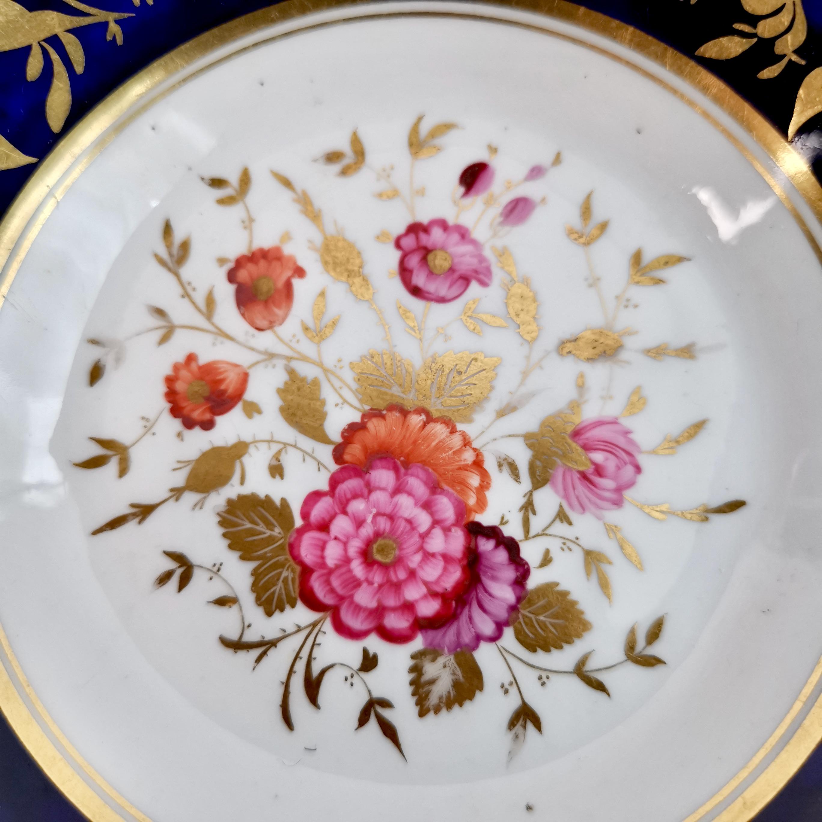 Rathbone Porcelain Teacup, Cobalt Blue, Gilt and Flowers, Regency ca 1815 2