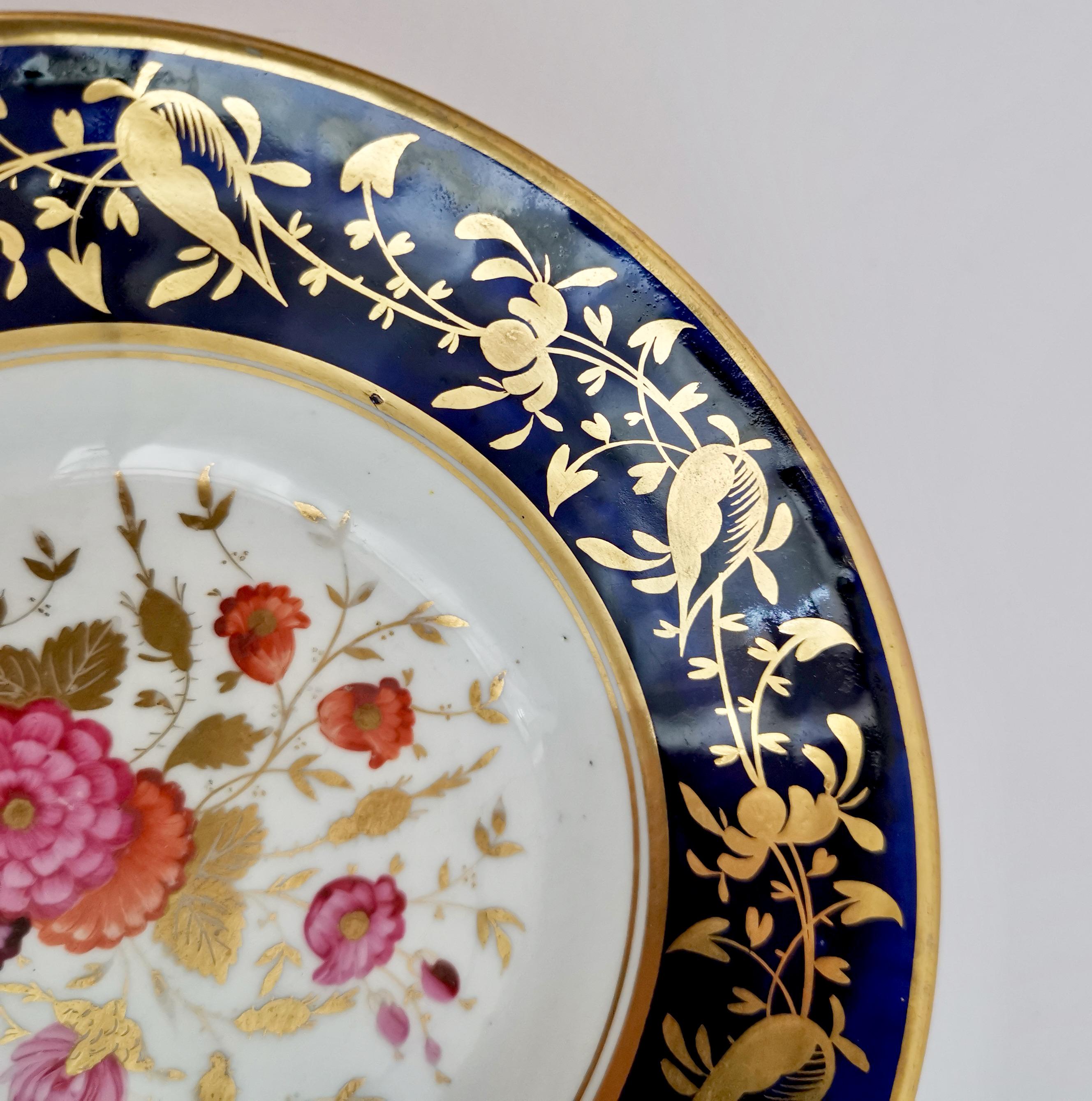 Rathbone Porcelain Teacup, Cobalt Blue, Gilt and Flowers, Regency ca 1815 3