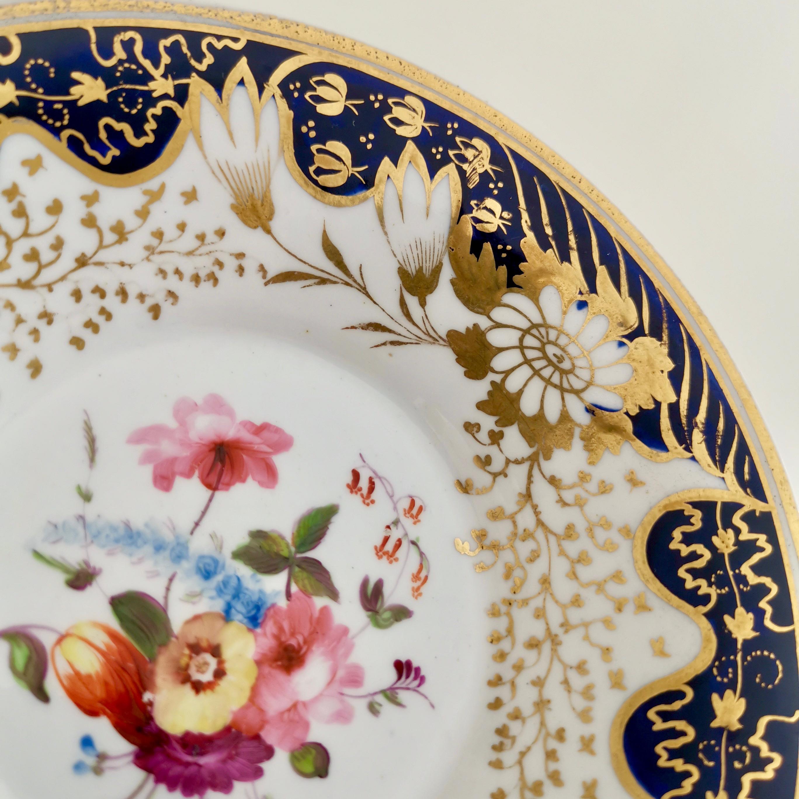 Rathbone Porcelain Teacup, Cobalt Blue with Flowers, Regency circa 1815 4