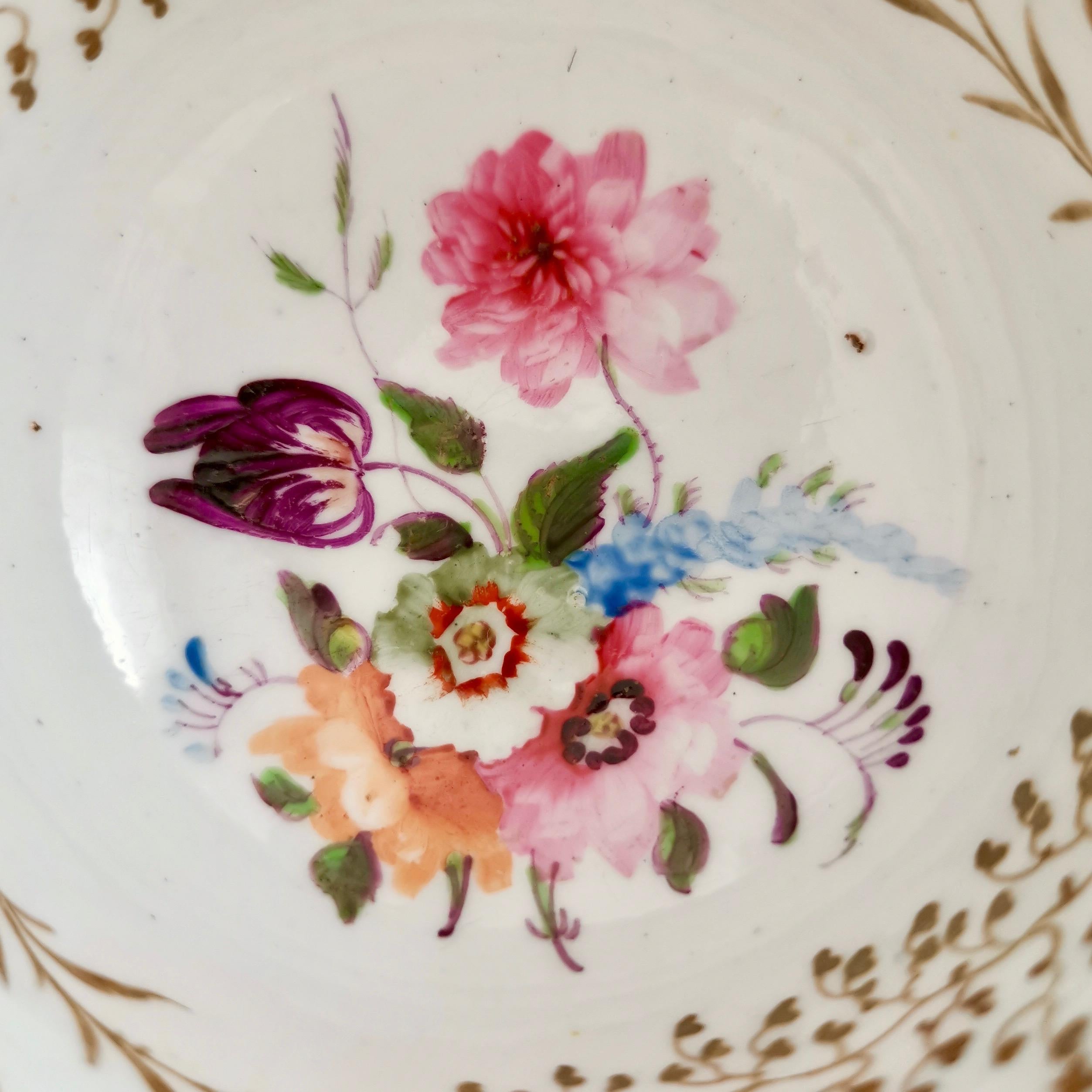 Early 19th Century Rathbone Porcelain Teacup, Cobalt Blue with Flowers, Regency circa 1815