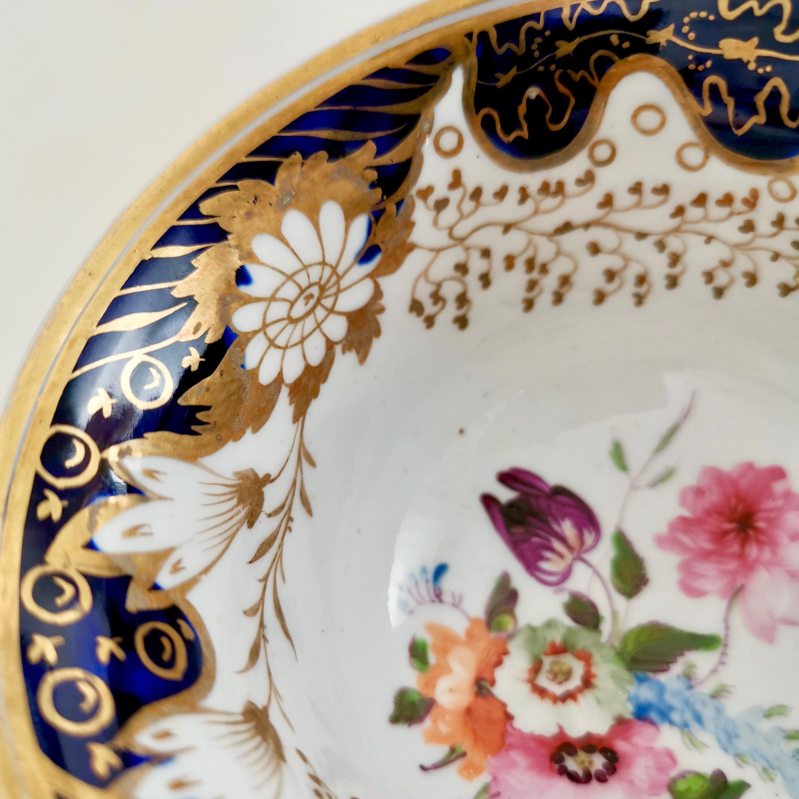Rathbone Porcelain Teacup, Cobalt Blue with Flowers, Regency circa 1815 1