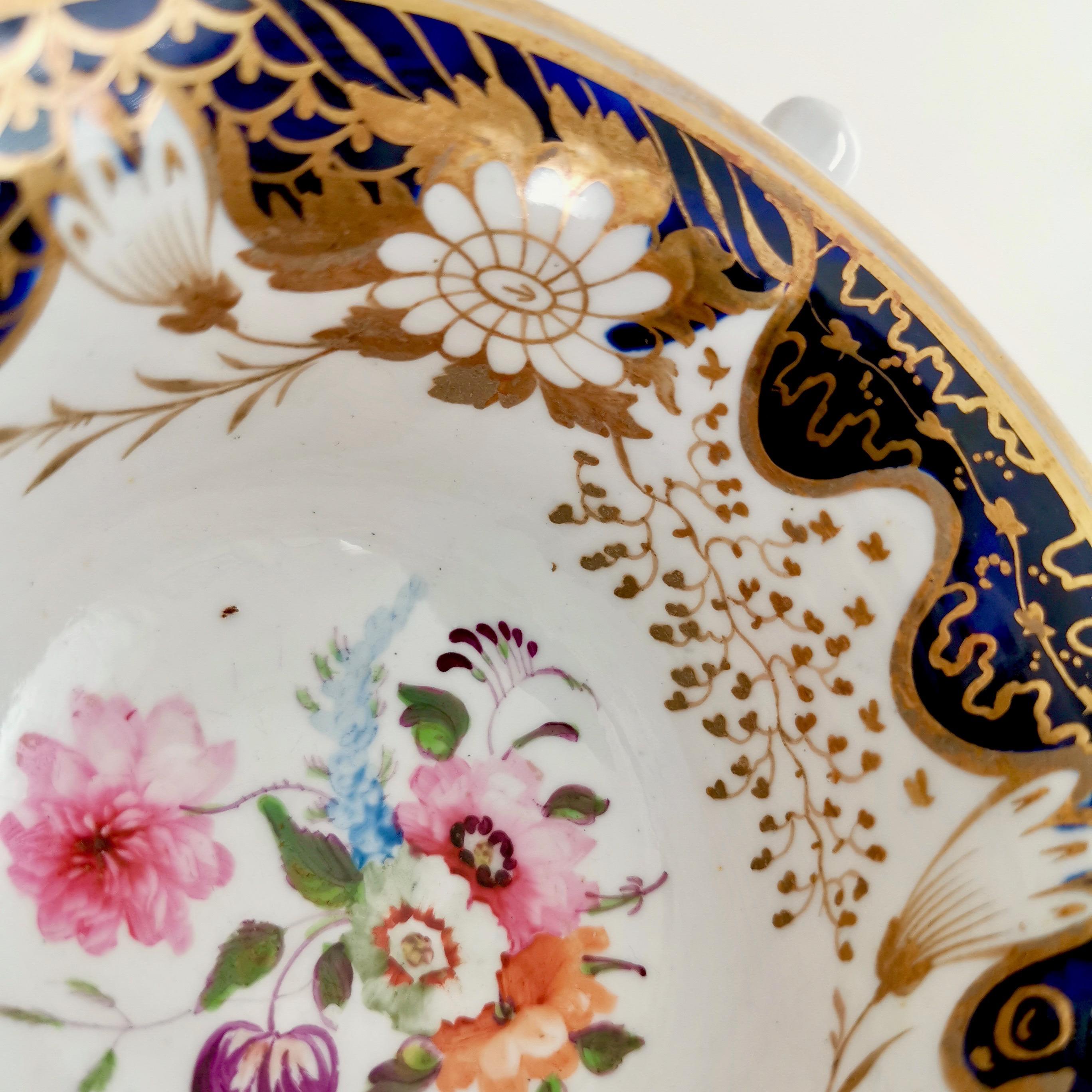 Rathbone Porcelain Teacup, Cobalt Blue with Flowers, Regency circa 1815 2