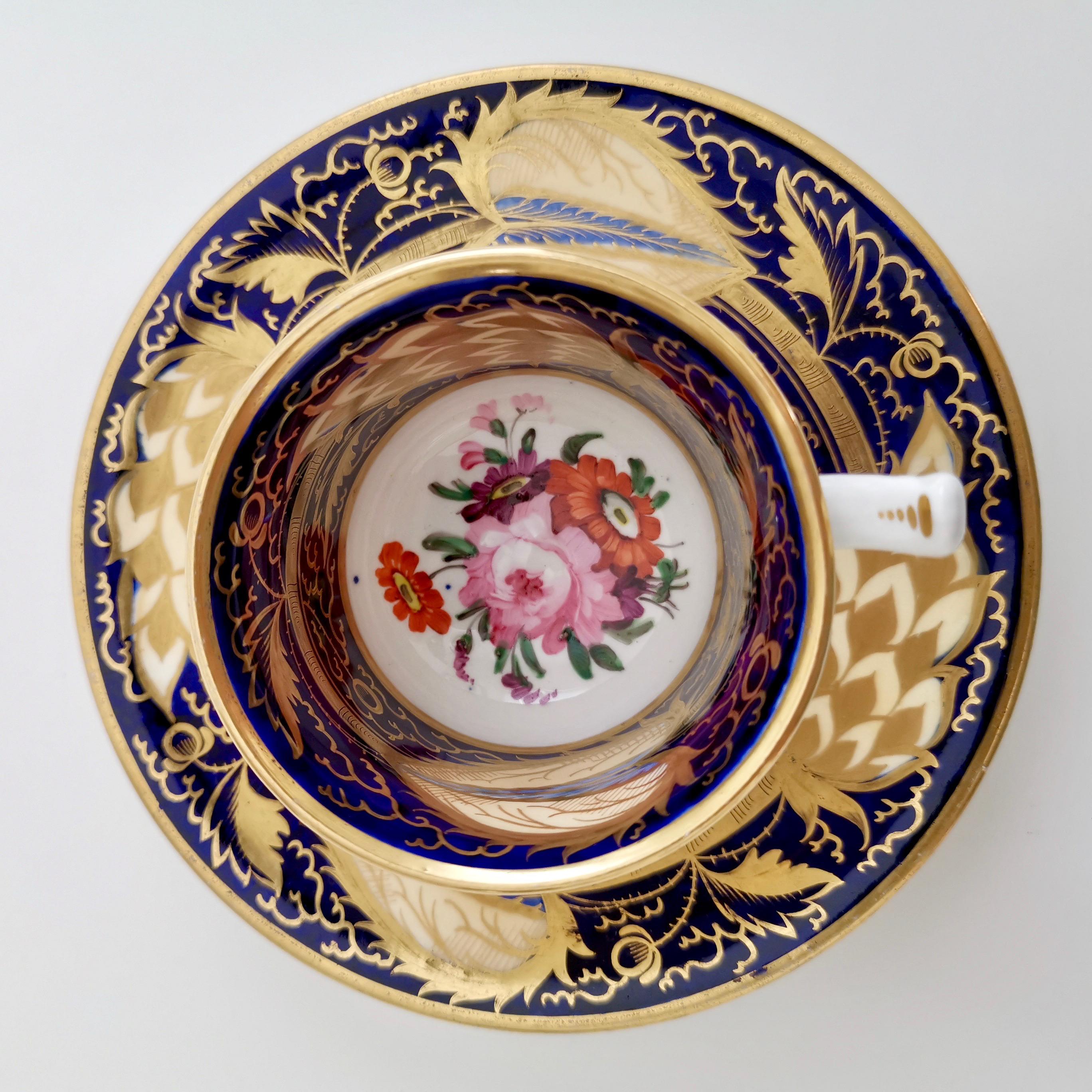 Hand-Painted Staffordshire Teacup Trio, 
