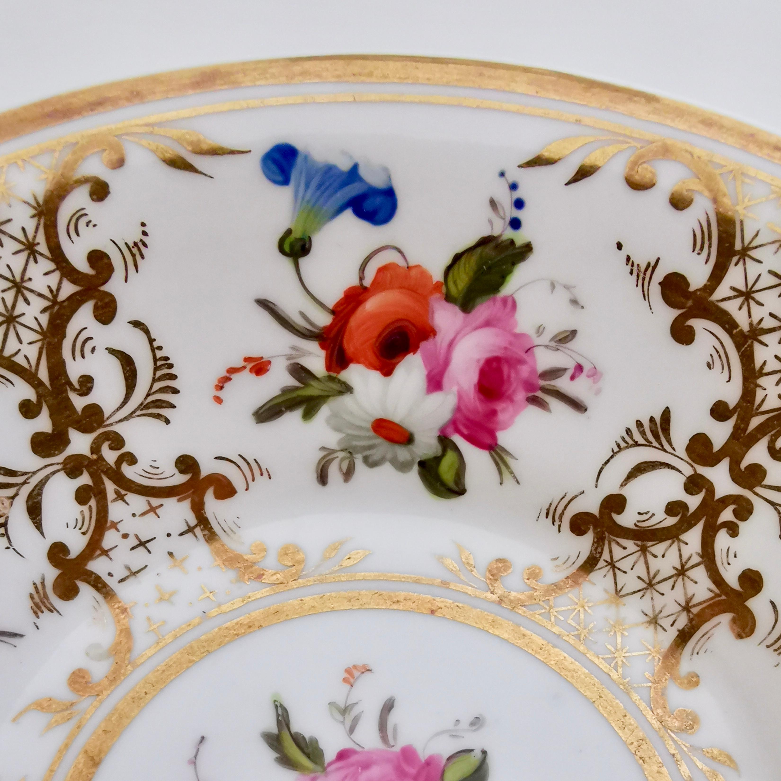 Rathbone Porcelain Teacup Trio, Hand Painted Flowers and Gilt, Regency ca 1820 8