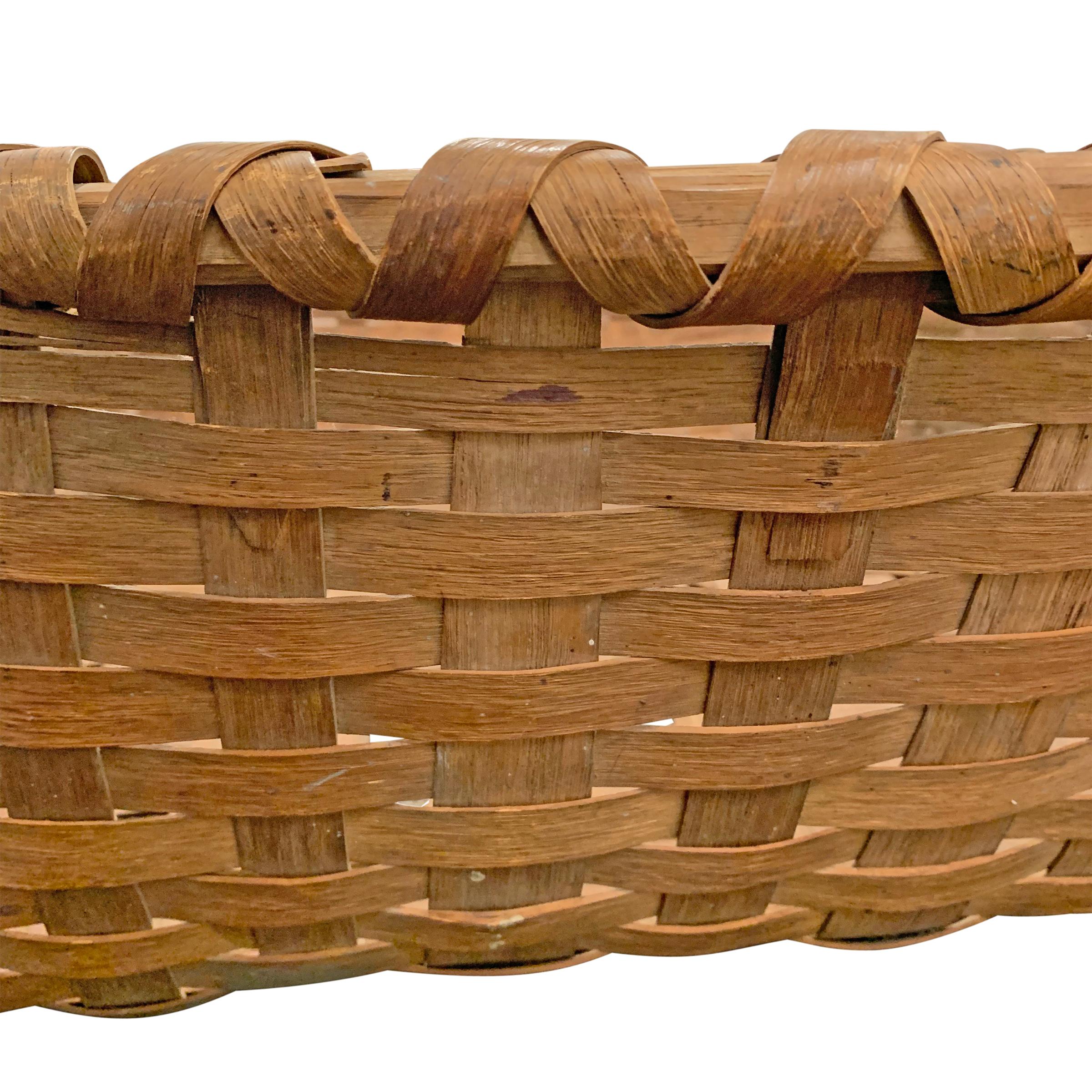 Primitive Rather Large 19th Century Split Oak Basket
