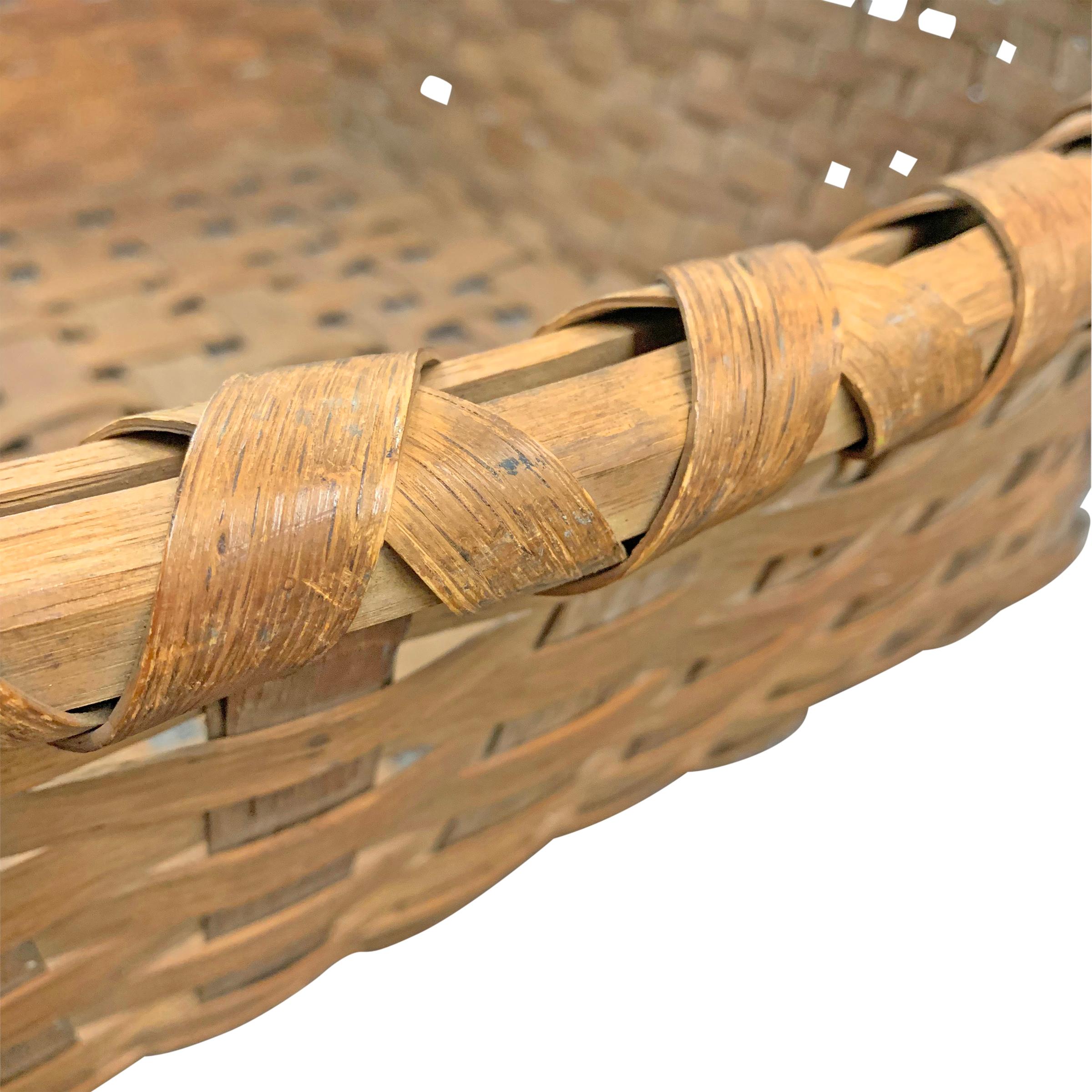 American Rather Large 19th Century Split Oak Basket