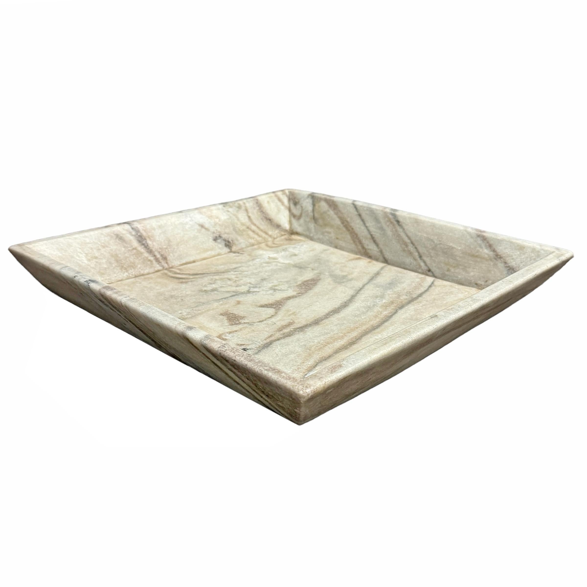 Hand-Carved Rather Large Carved Marble Tray For Sale