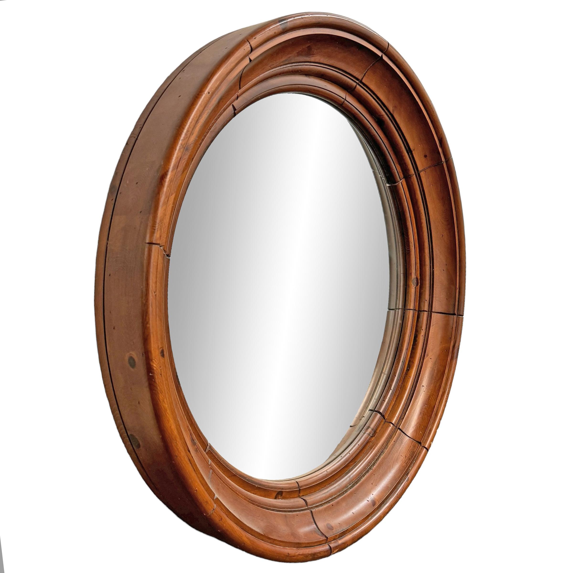 Modern Rather Large Round Framed Mirror For Sale