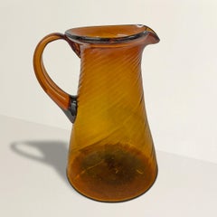 Rather Large Vintage Blown Amber Glass Pitcher