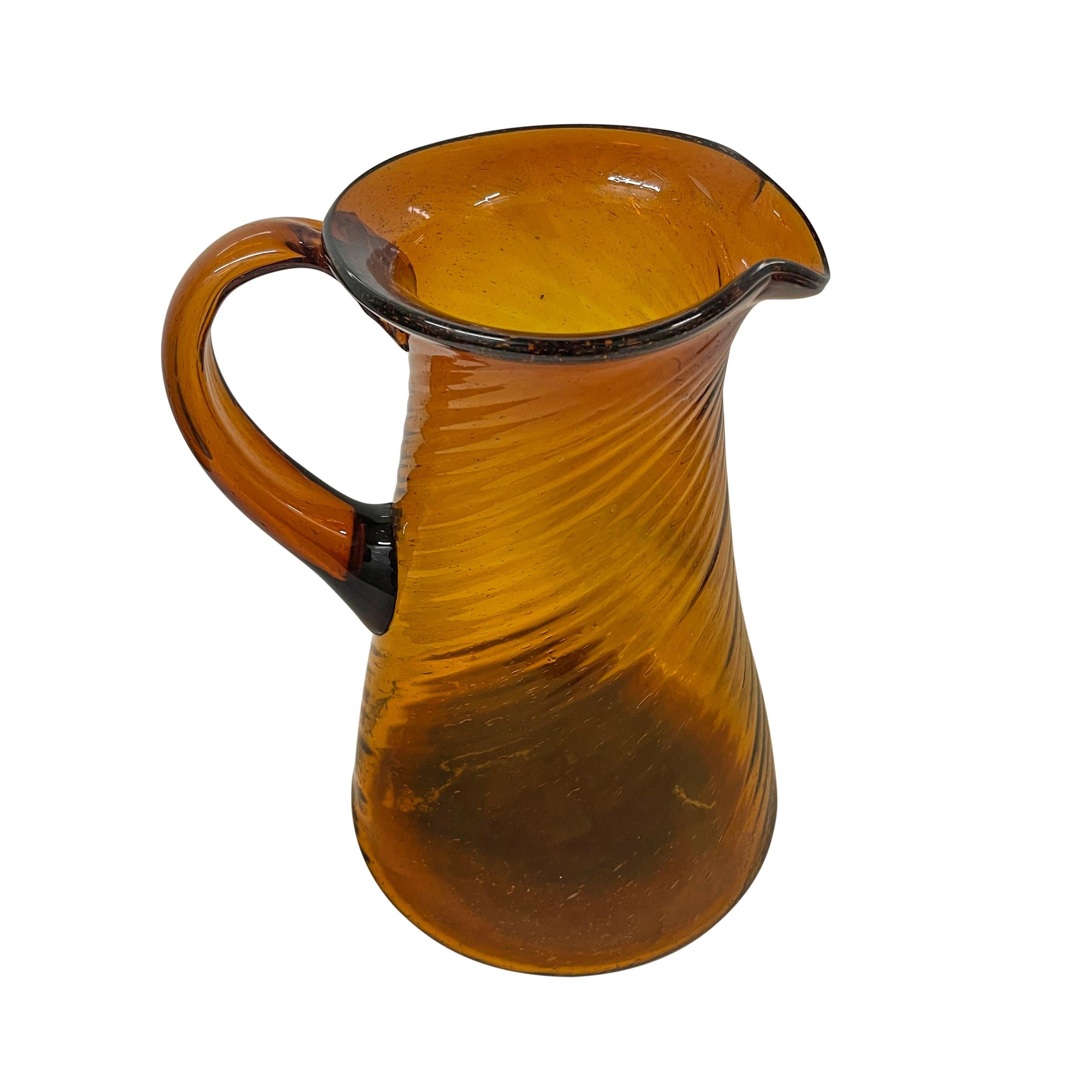 vintage hand blown glass pitcher
