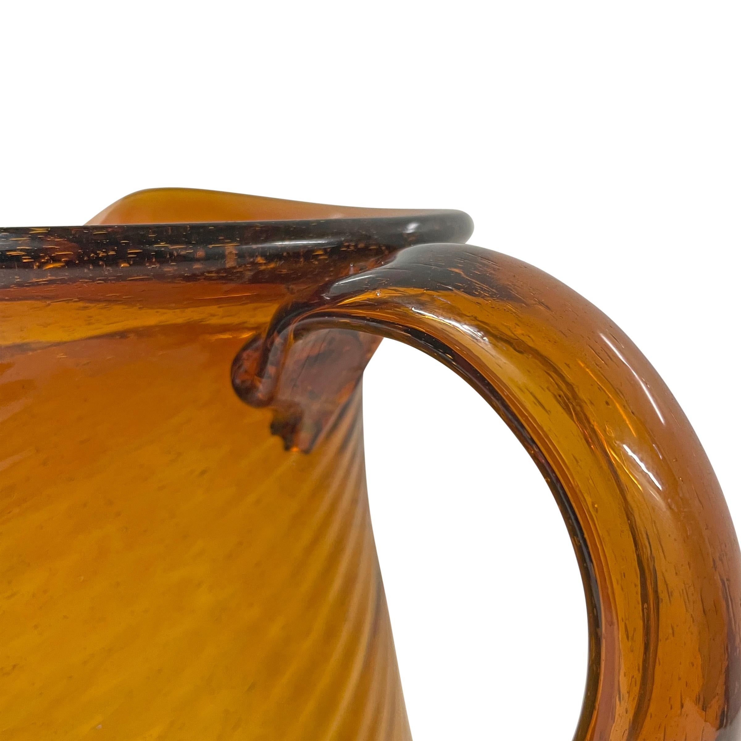 20th Century Rather Large Vintage Blown Amber Glass Pitcher For Sale