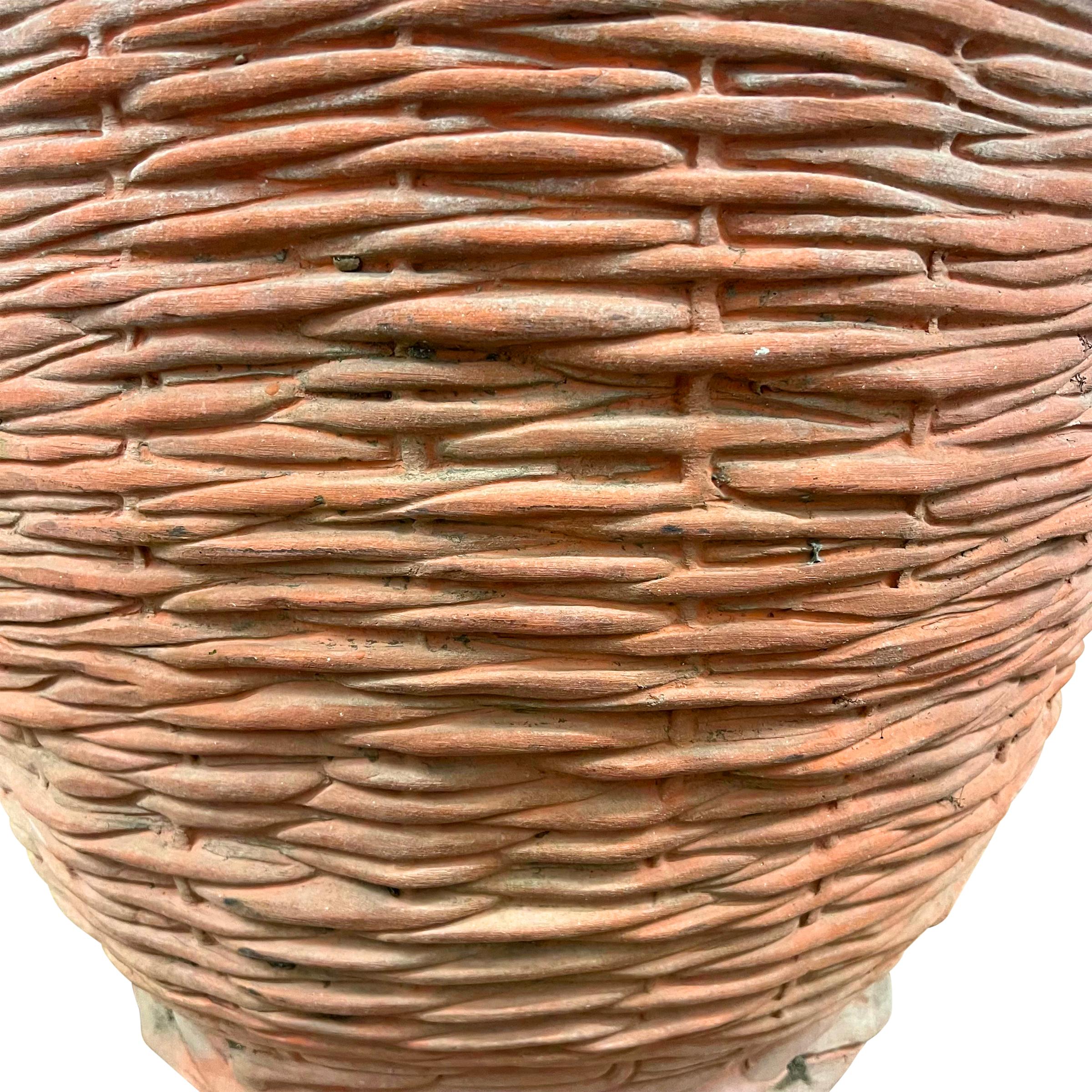 Rather Large Vintage Italian Terracotta Basket-Form Pot 7