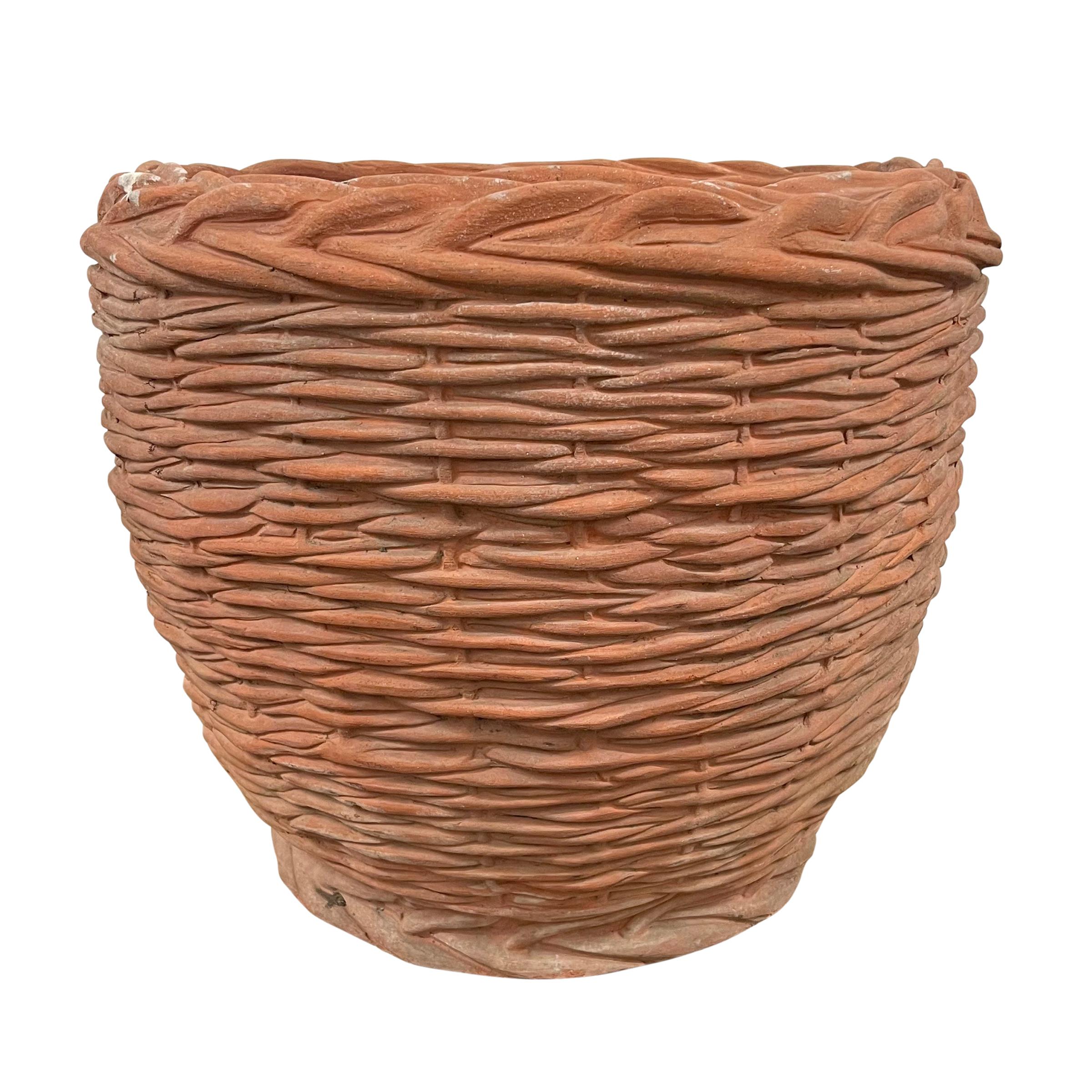 Rather Large Vintage Italian Terracotta Basket-Form Pot 1