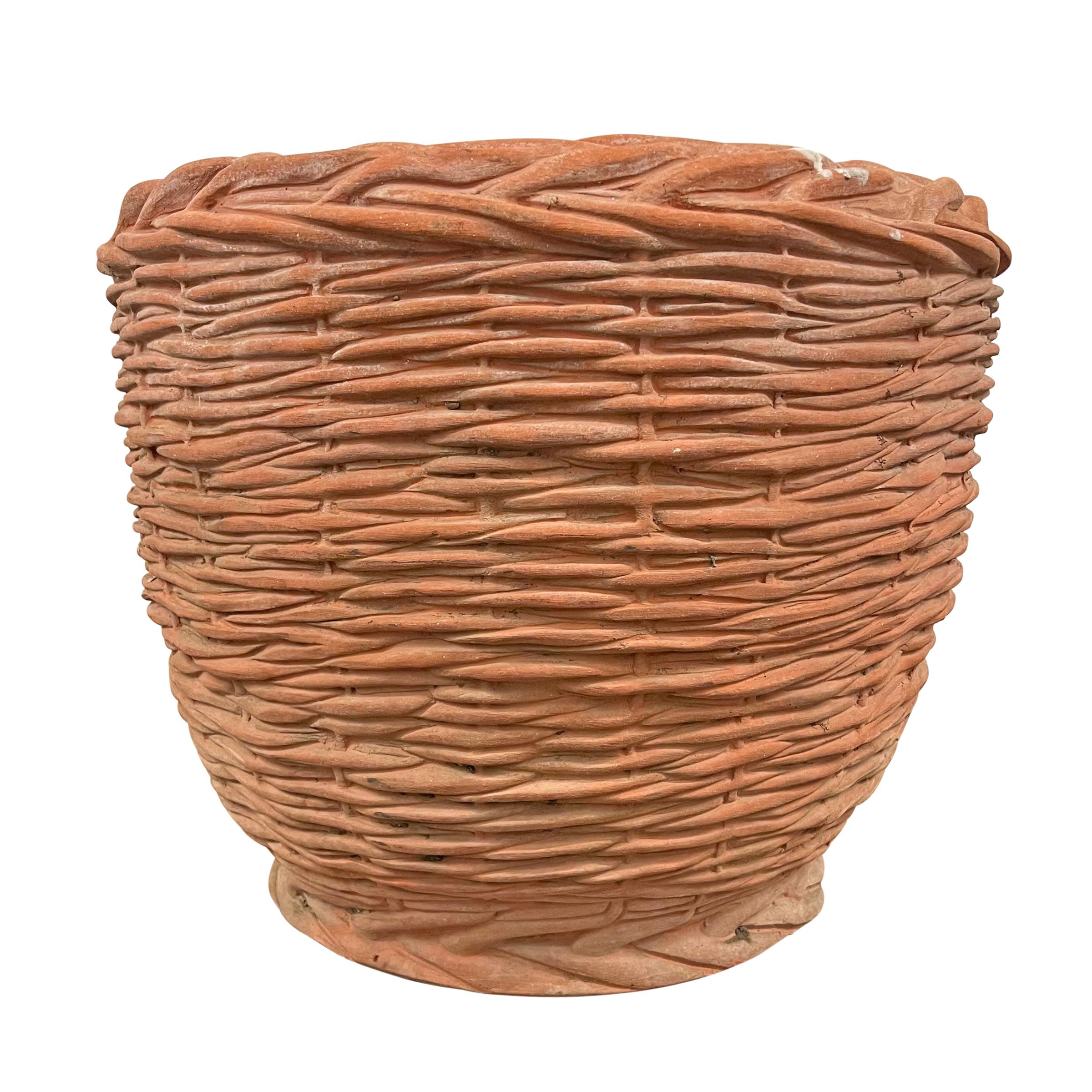 Rather Large Vintage Italian Terracotta Basket-Form Pot 2