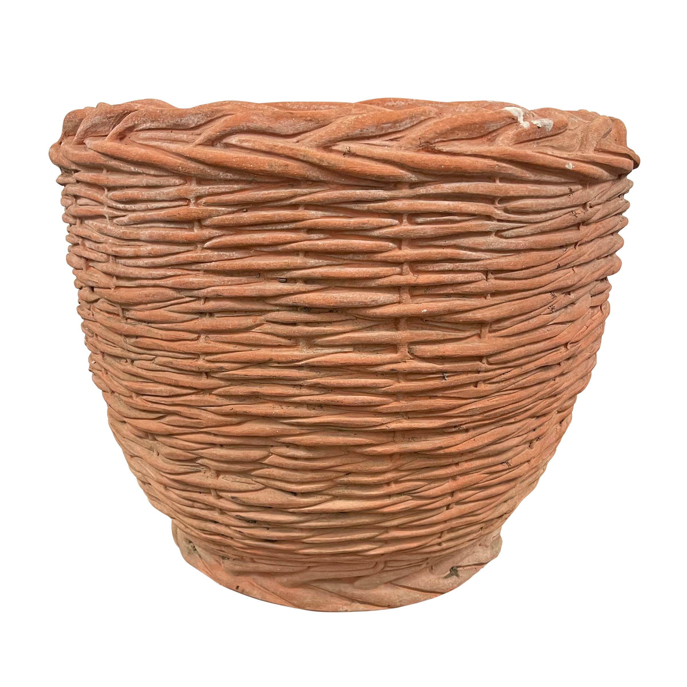 Rather Large Vintage Italian Terracotta Basket-Form Pot 3