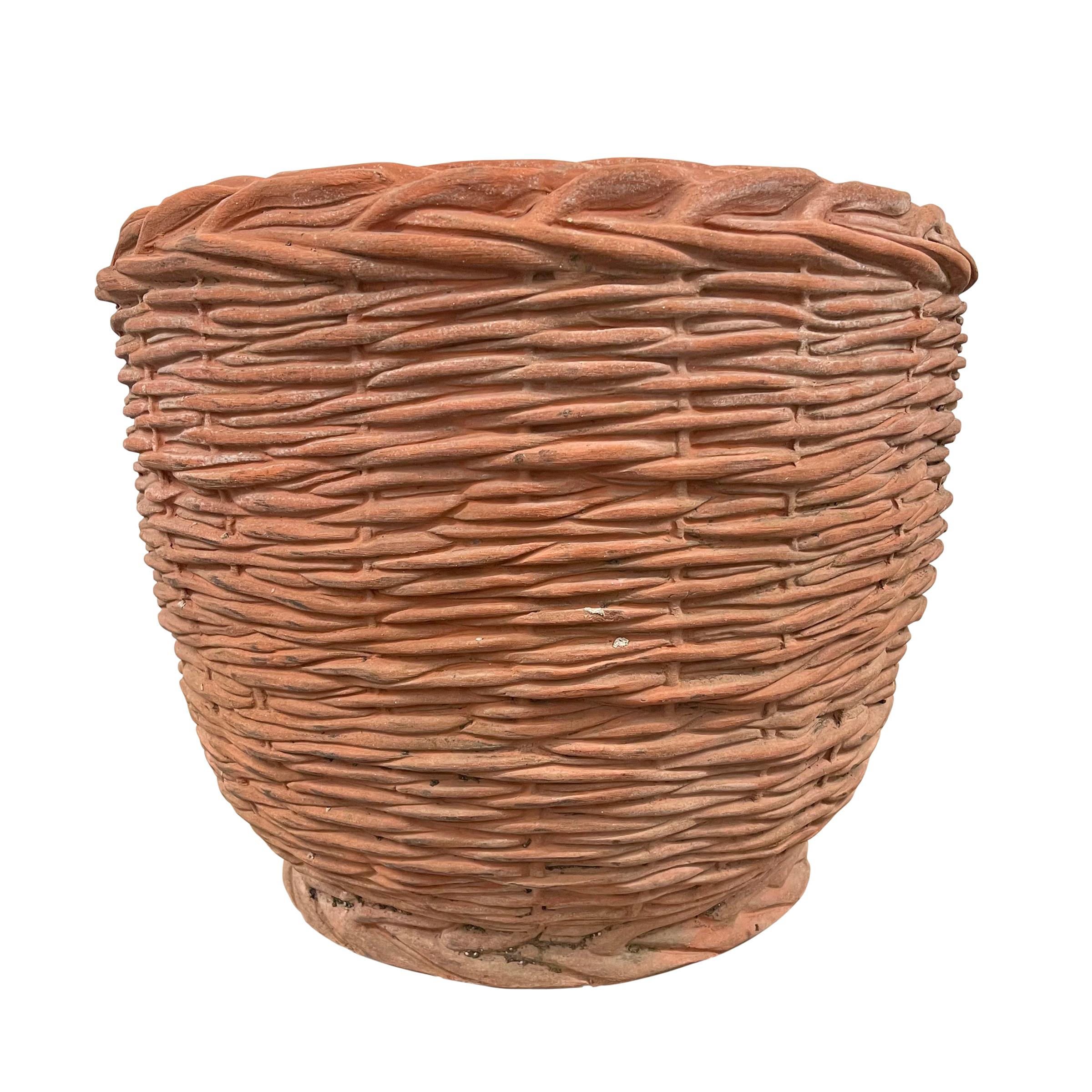 Rather Large Vintage Italian Terracotta Basket-Form Pot 4