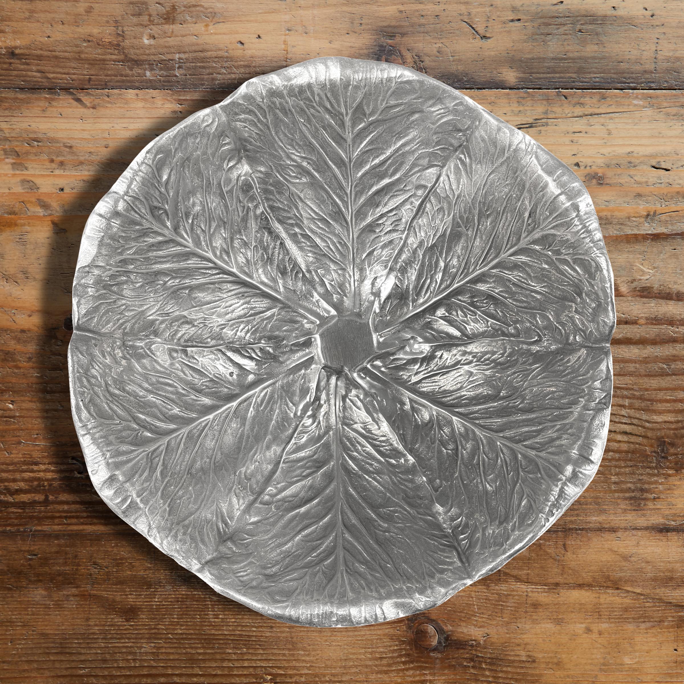 A rather large vintage cast pewter cabbage bowl with a wonderful lettuce texture on the inside as well as the outside, and just waiting for a fabulous garden salad to serve at your next fête!